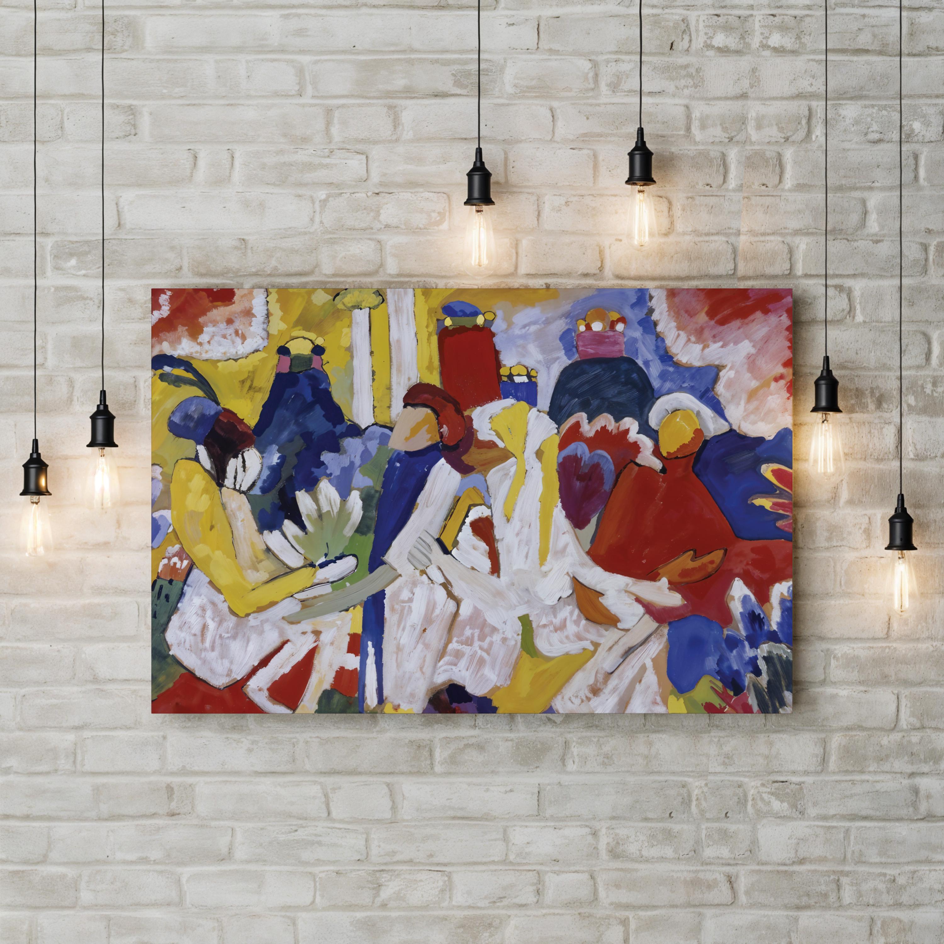 Oriental Figures Canvas Print – Vintage Asian Modernist Wall Art, Framed