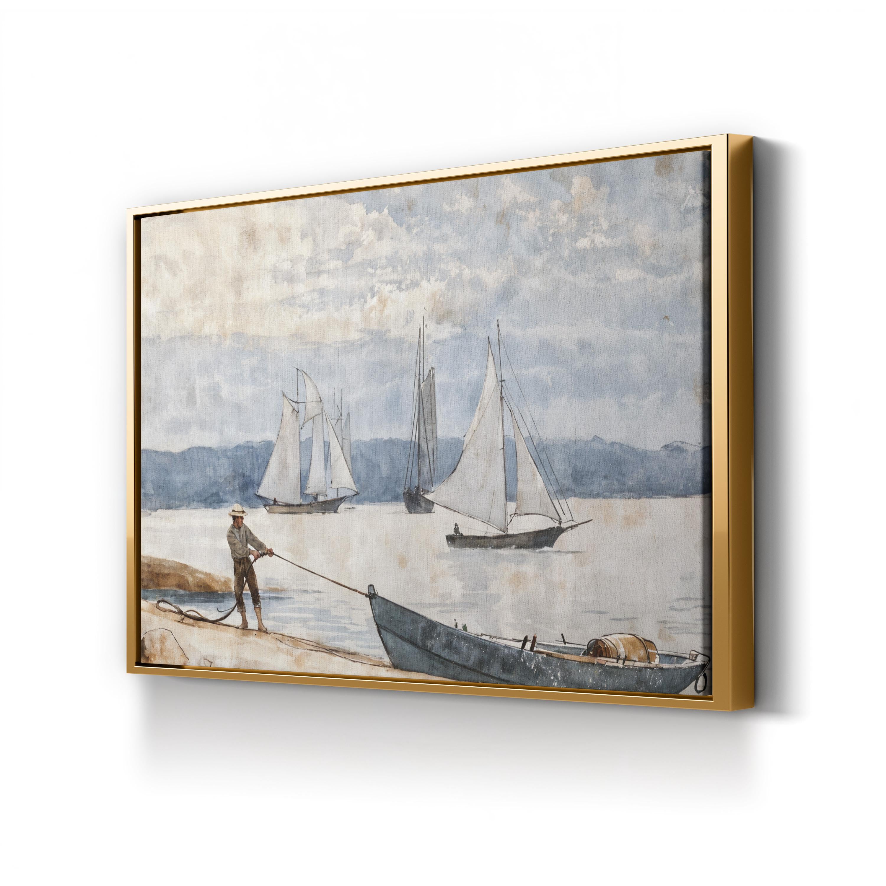 Pulling the Dory, 1880 Wall Art by Winslow Homer – Classic Nautical Coastal Canvas