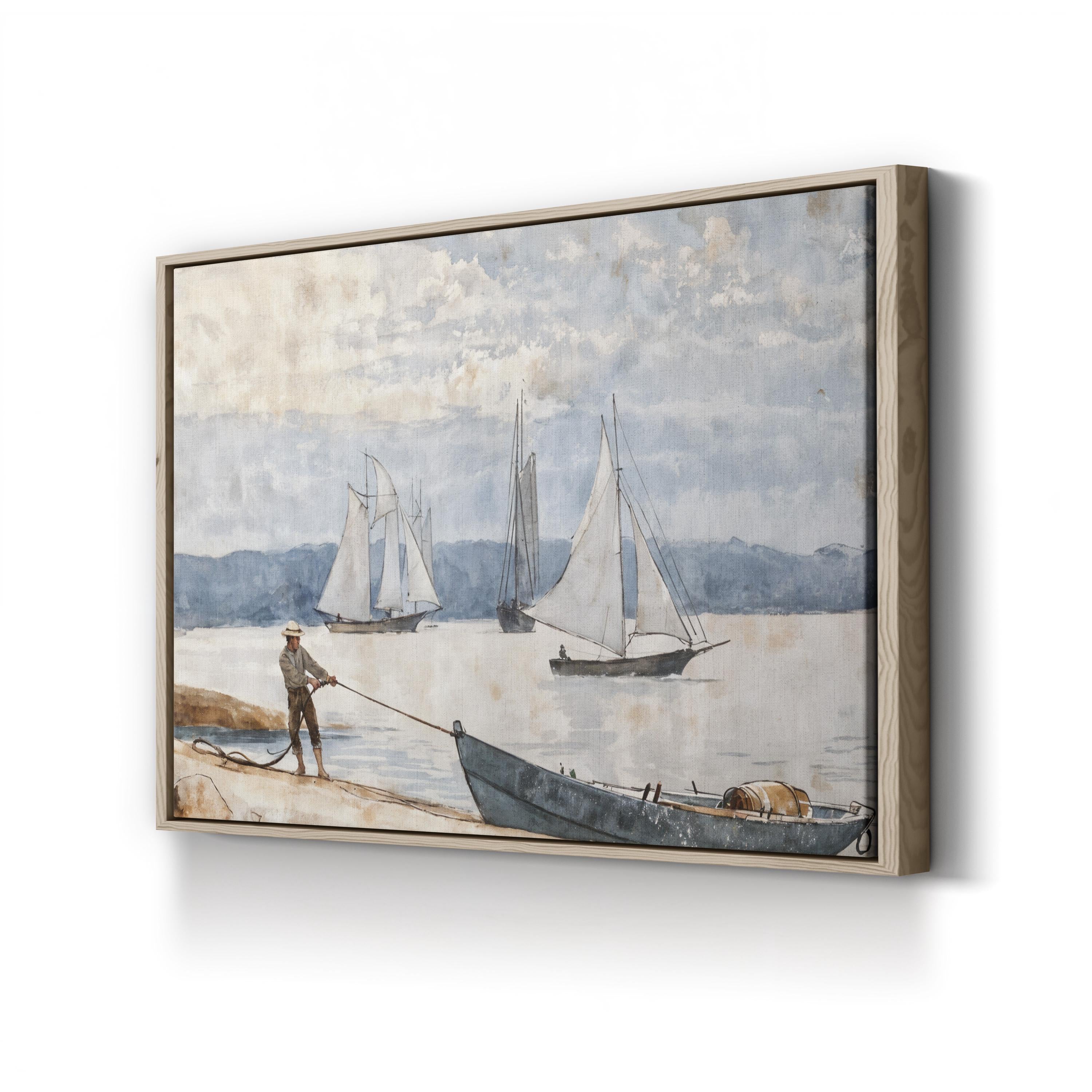 Pulling the Dory, 1880 Wall Art by Winslow Homer – Classic Nautical Coastal Canvas