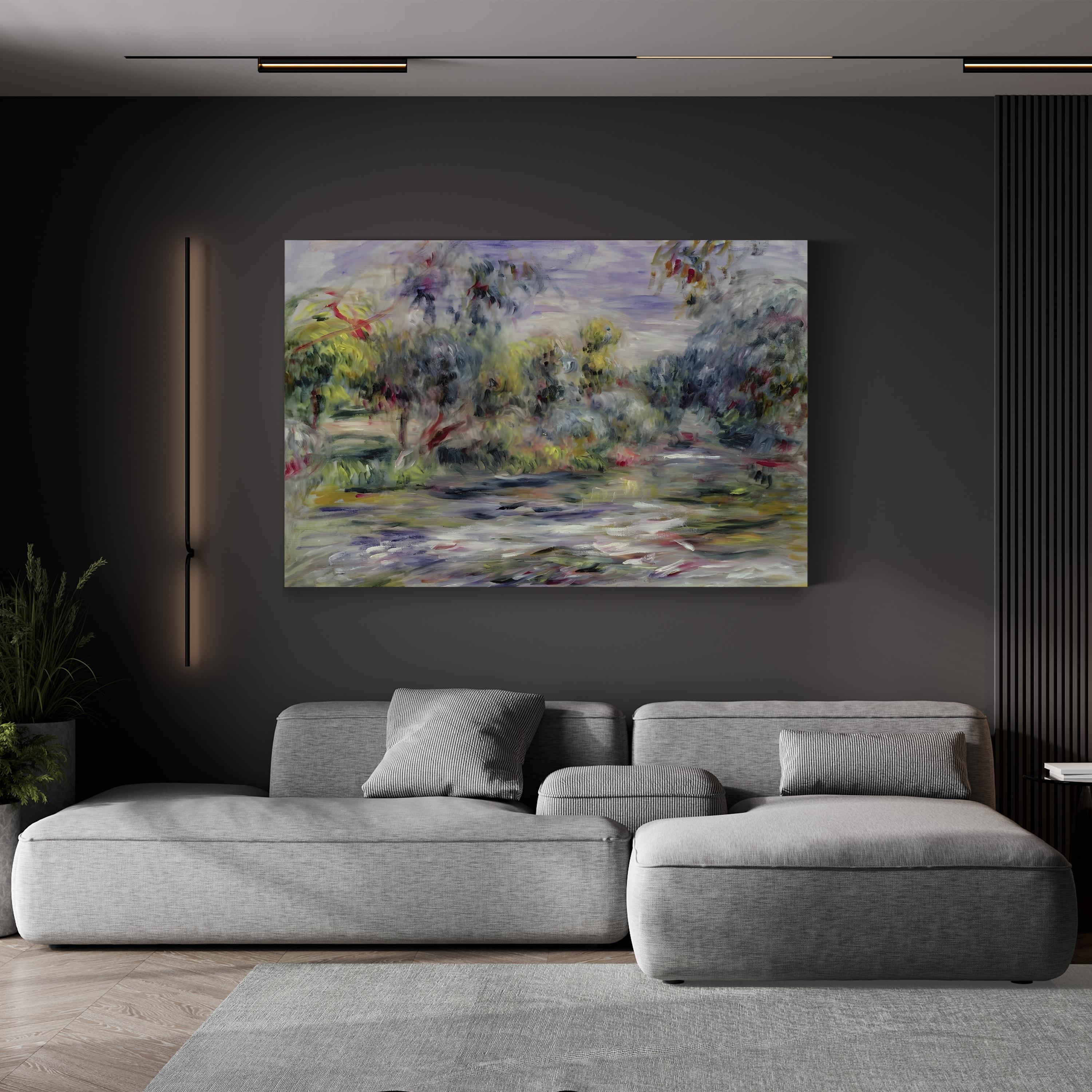 Tranquil Blue River Canvas Print – Serene Nature Landscape Wall Art