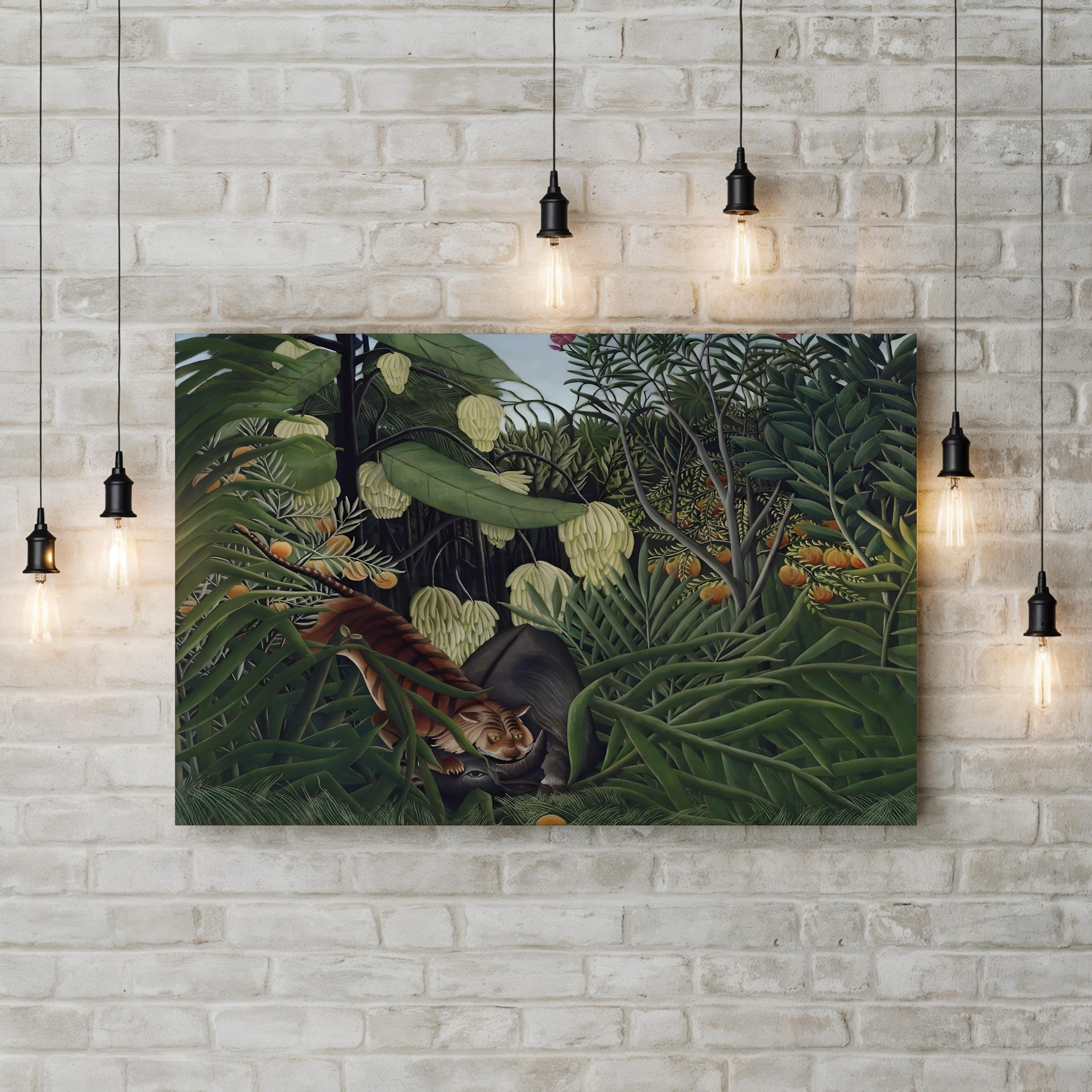 Rousseau’s Jungle I Wall Art by Henri Rousseau – Exotic Tropical Forest Canvas