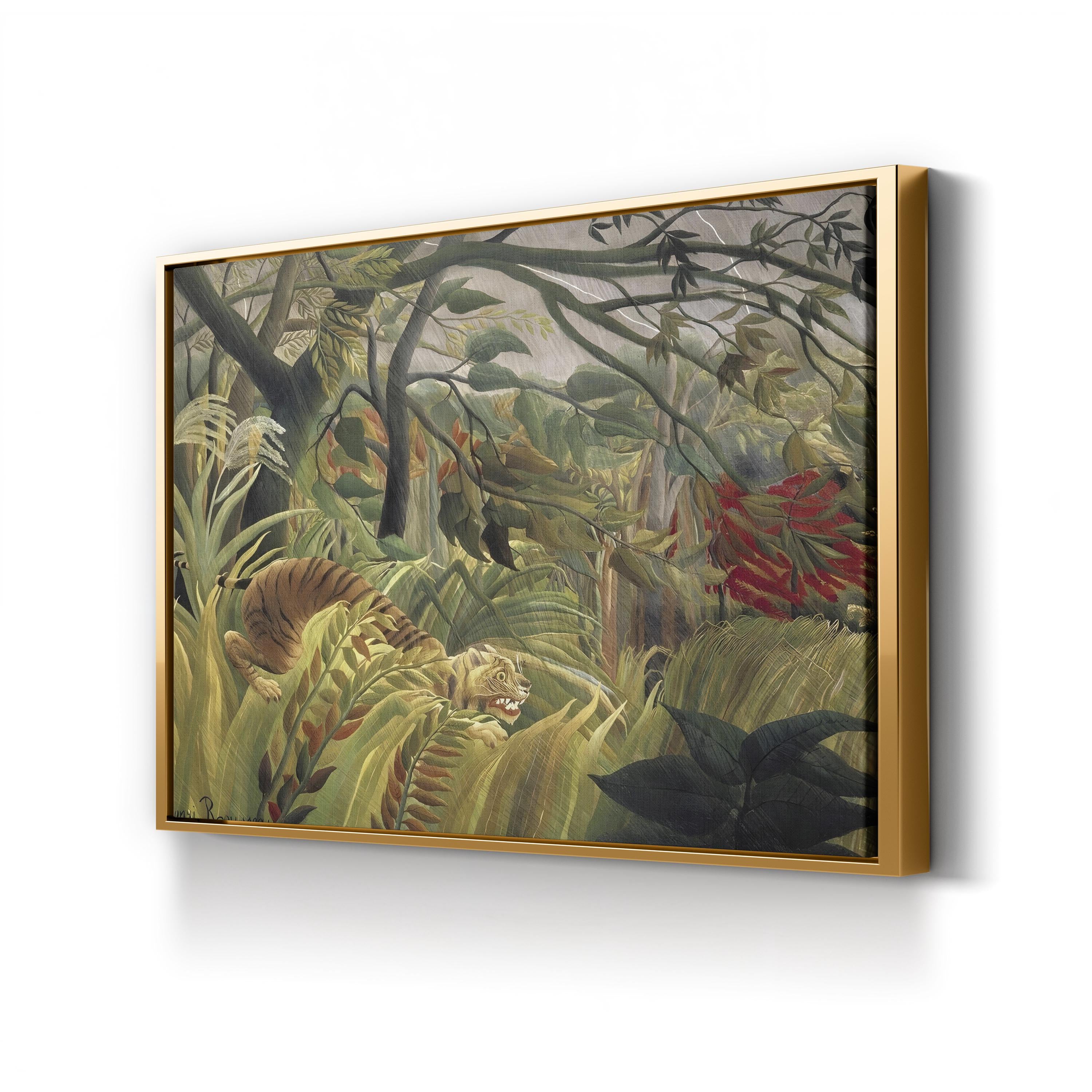 Rousseau’s Jungle V Wall Art by Henri Rousseau – Tropical Naïve Jungle Wildlife Canvas