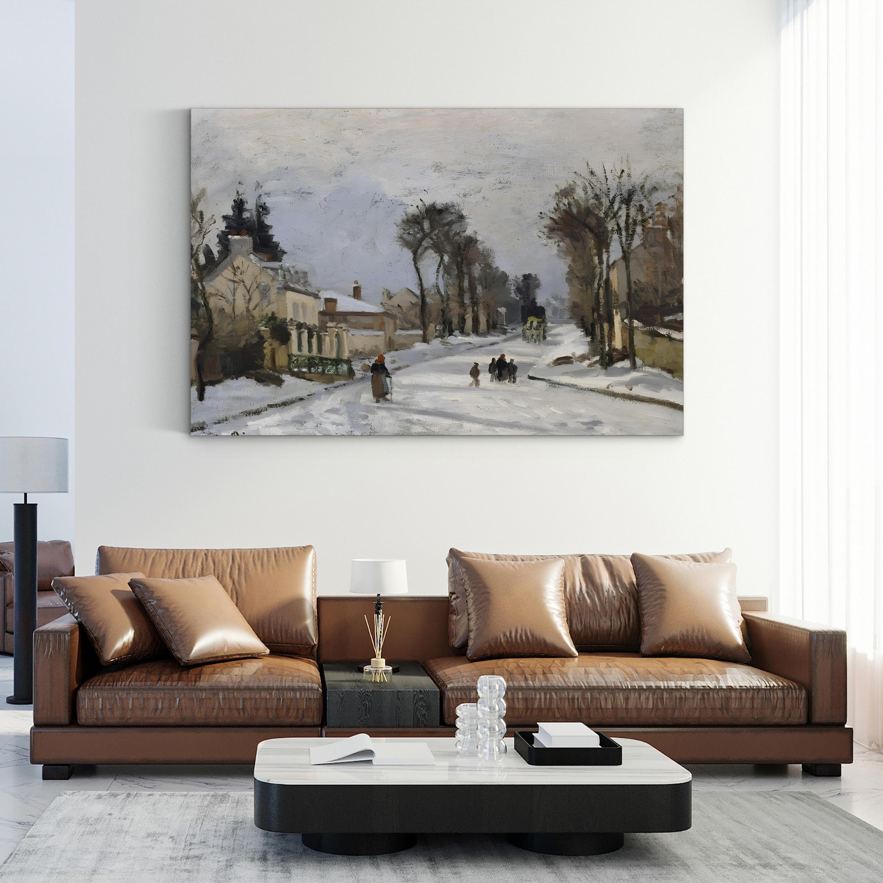 Route to Versailles, Louveciennes (1869) Wall Art by Camille Pissarro – Impressionist French Winter Landscape Canvas Print