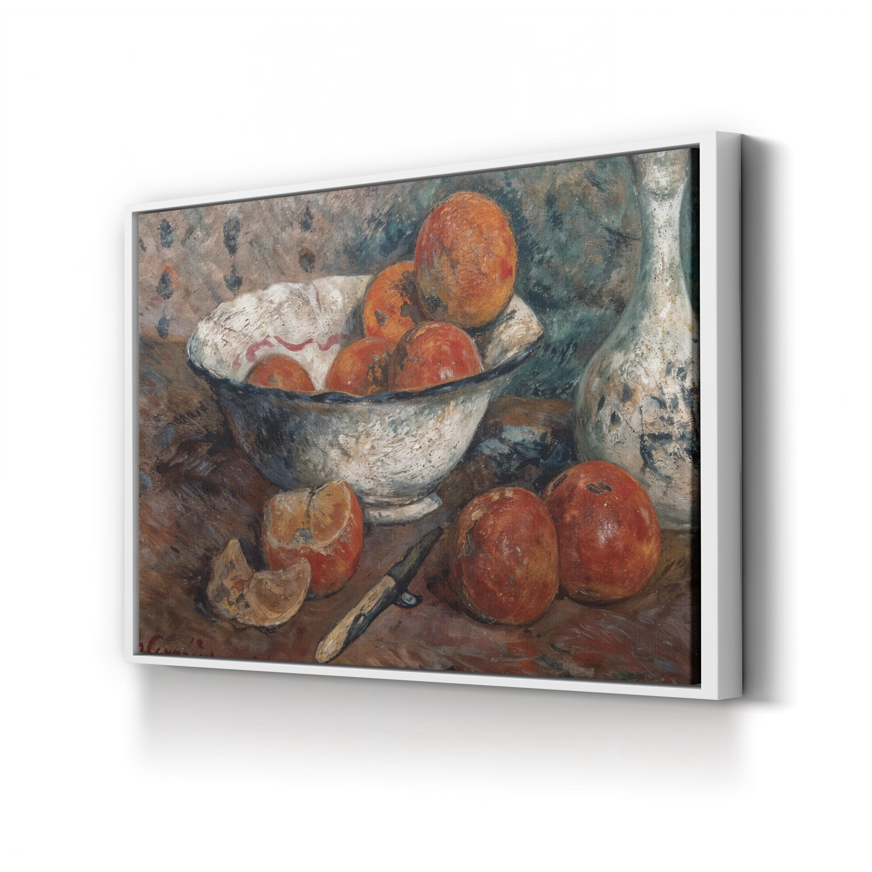 Still Life with Oranges by Paul Gauguin canvas print in White frame