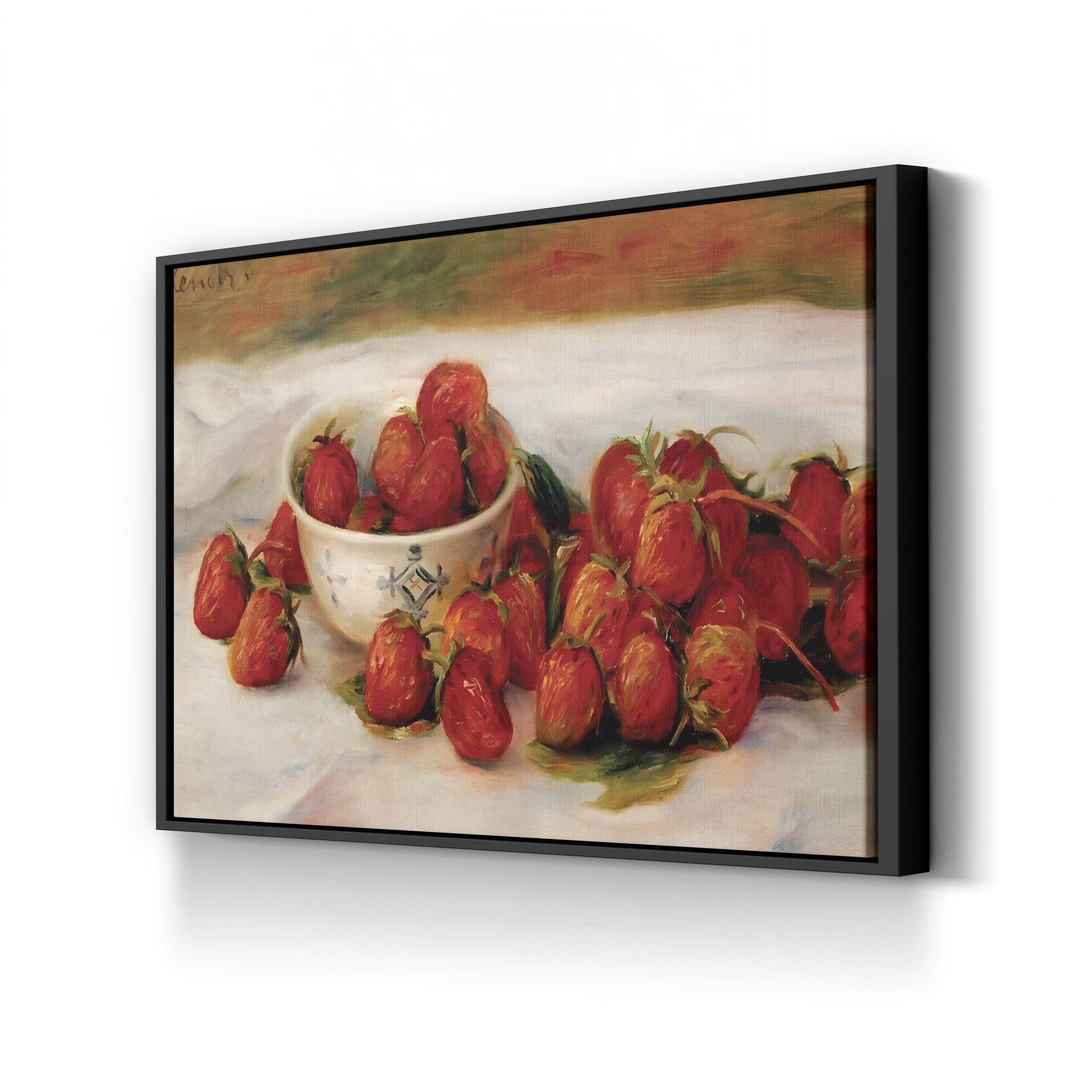 Strawberries in a Ceramic Bowl by Pierre-Auguste Renoir canvas print in a black frame