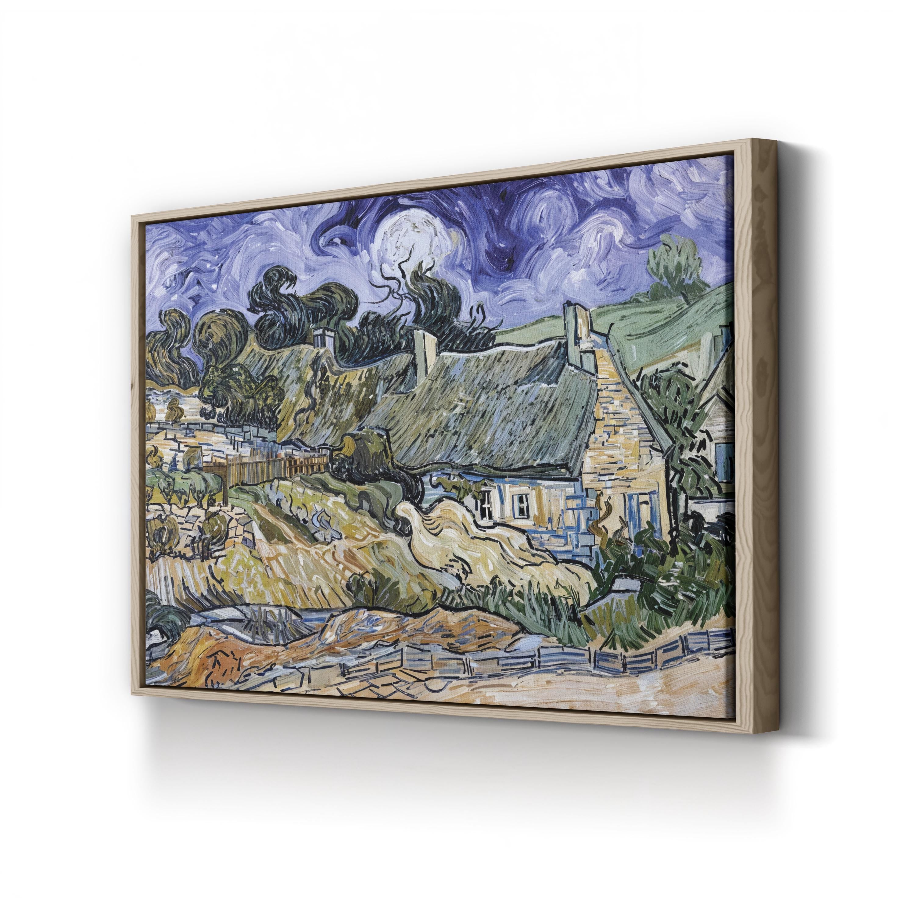 Thatched Cottages at Auvers-sur-Oise (1890) by Vincent van Gogh – 19th Century Vintage Canvas Wall Art