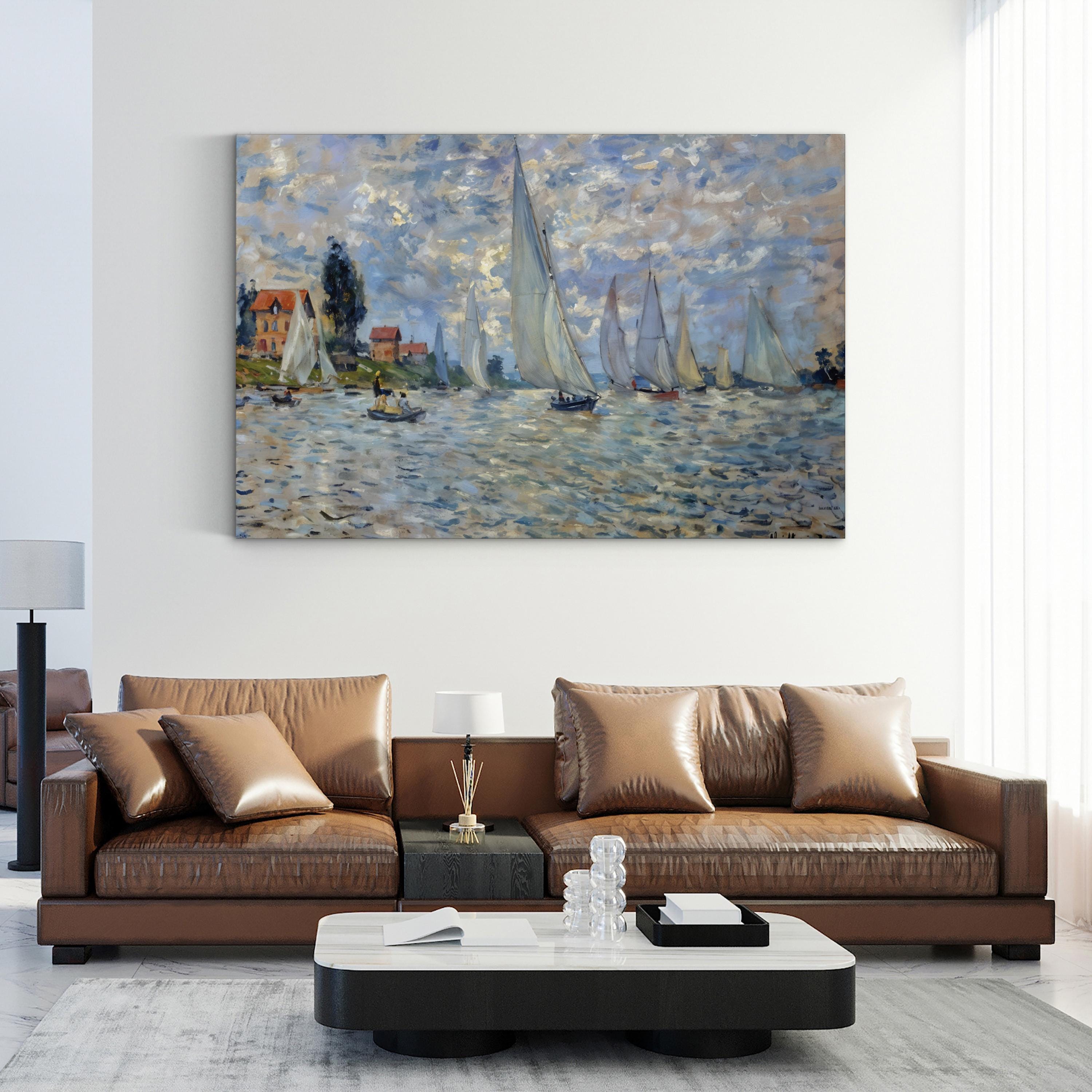 The Boats or Regatta at Argenteuil Wall Art by Claude Monet – Impressionist Nautical Seascape Canvas