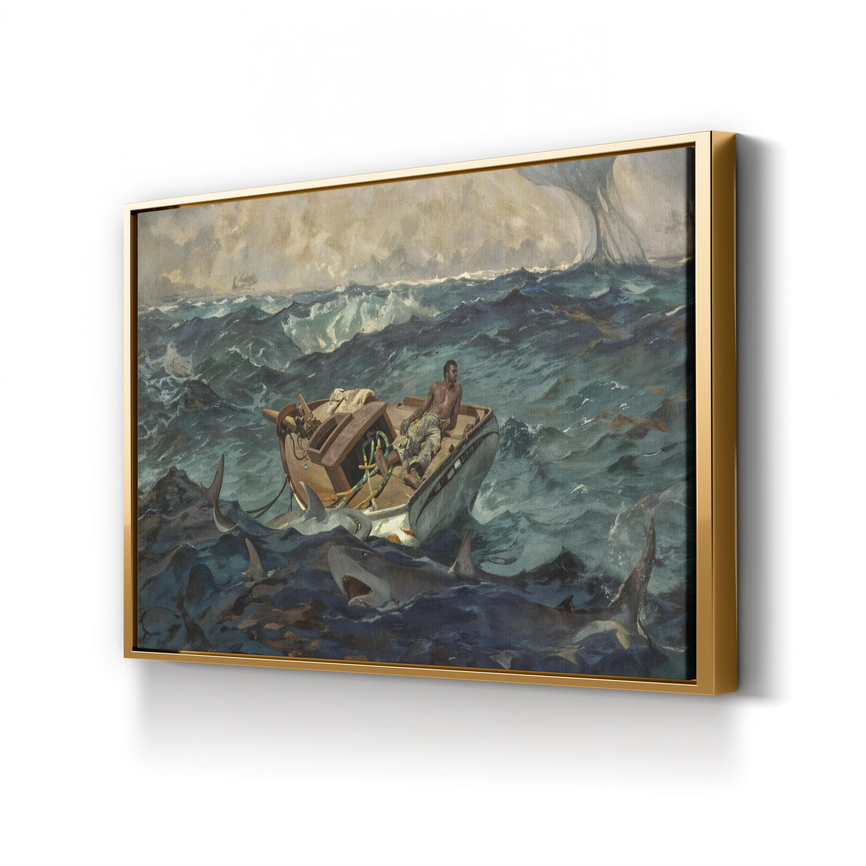 The Gulf Stream, c. 1899 by Winslow Homer canvas print in gold frame