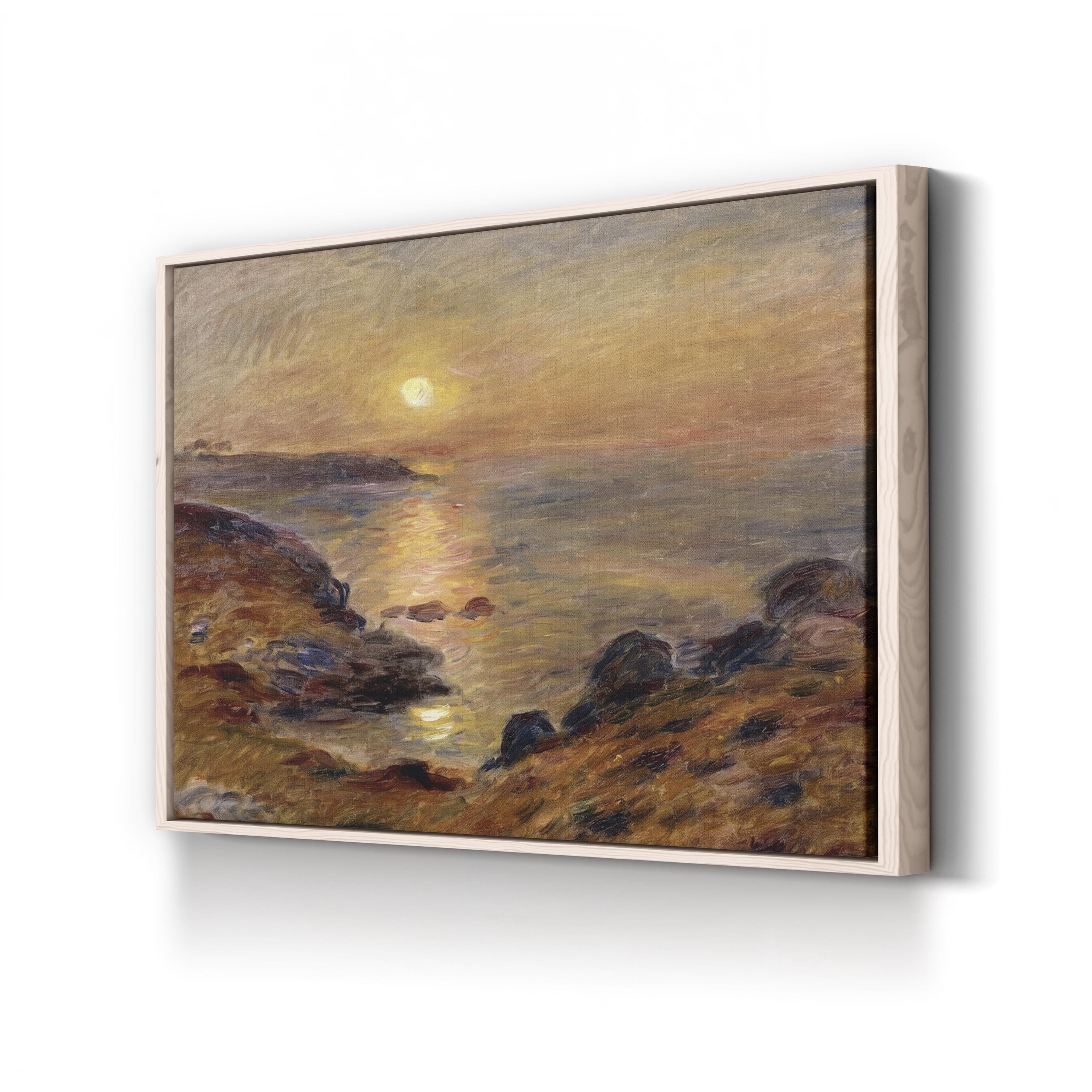 The Setting of the Sun at Douarnenez in France Wall Art | Sunset Over Sea Canvas Print