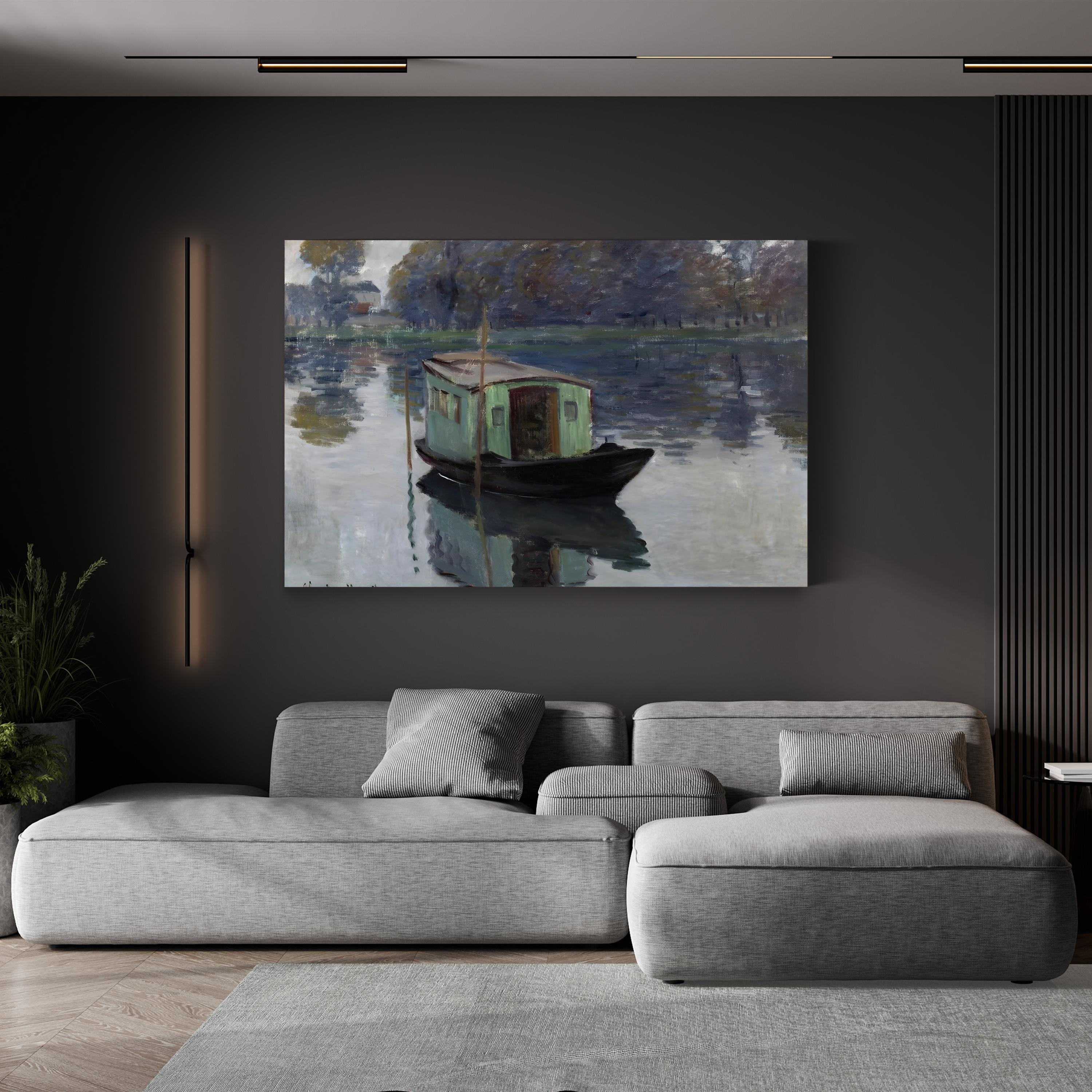 The Studio Boat, c. 1874 by Claude Monet canvas print, gallery canvas 1.5 inch