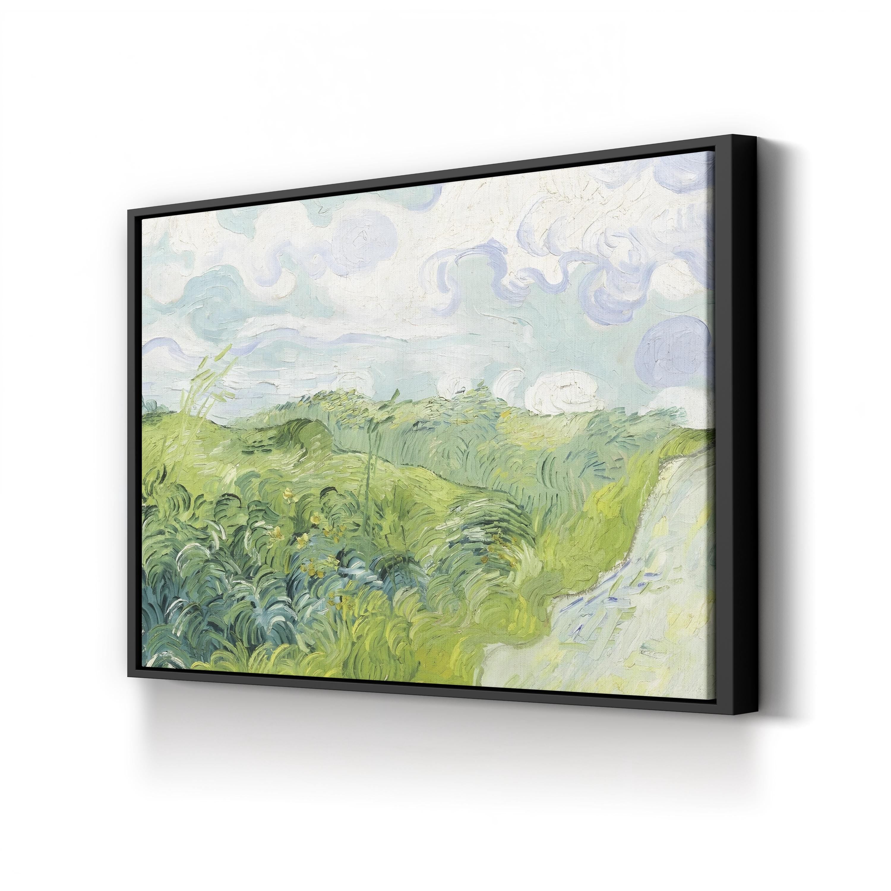 Van Gogh Clouds I Canvas Print: Framed Green Hills Oil Painting Style