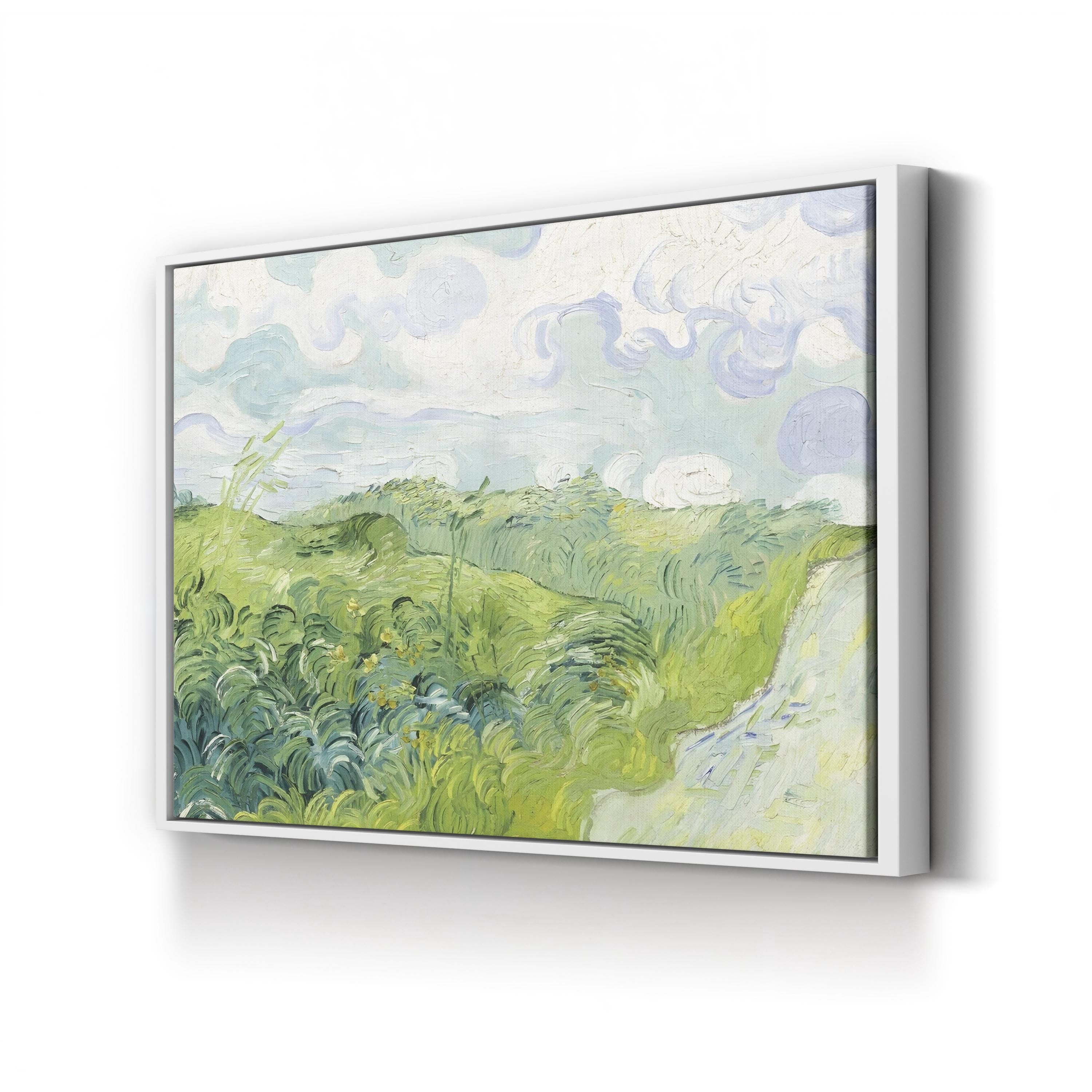 Van Gogh Clouds I Canvas Print: Framed Green Hills Oil Painting Style