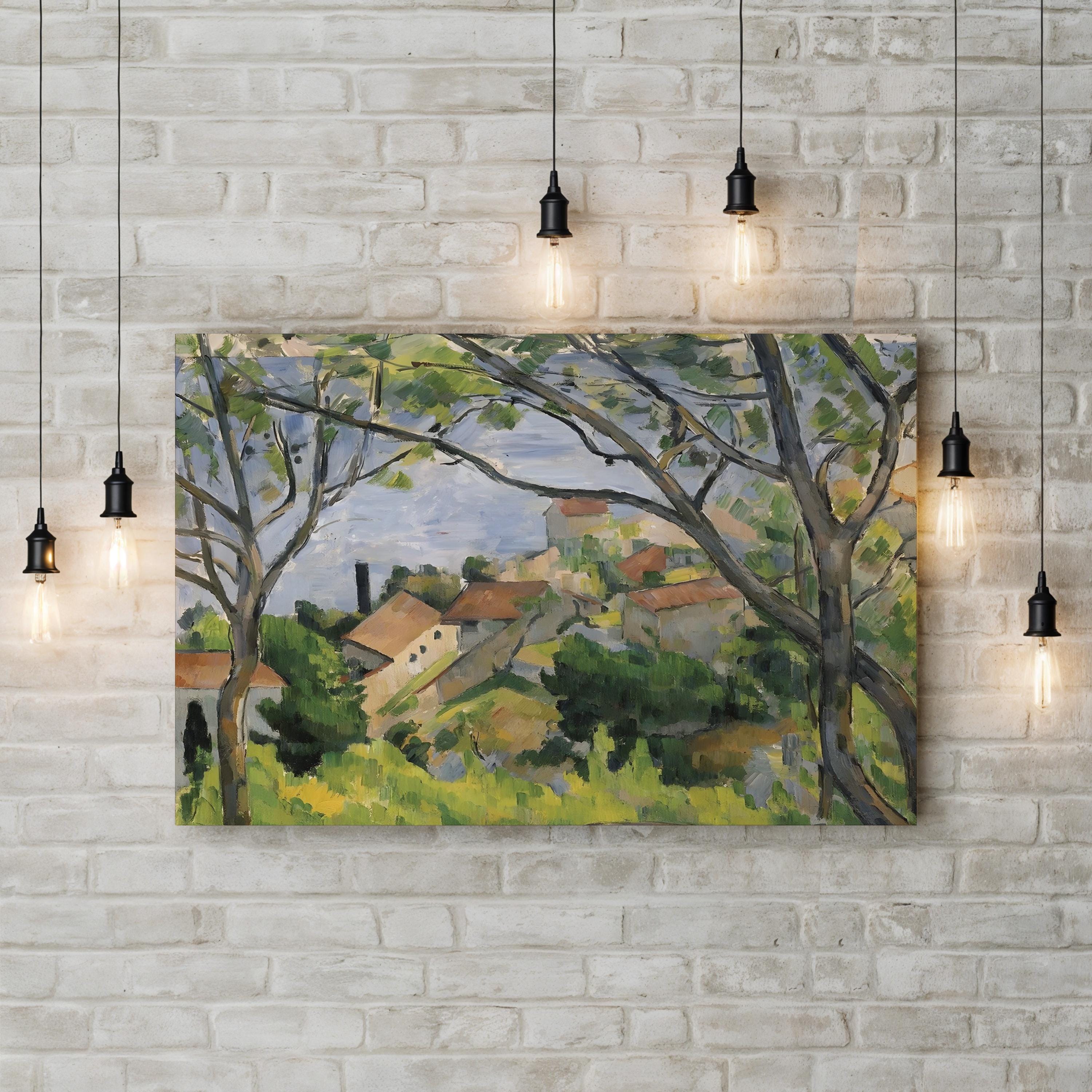View of L’Estaque Through the Trees, 1879 Wall Art by Paul Cézanne | Post-Impressionist Provence Landscape