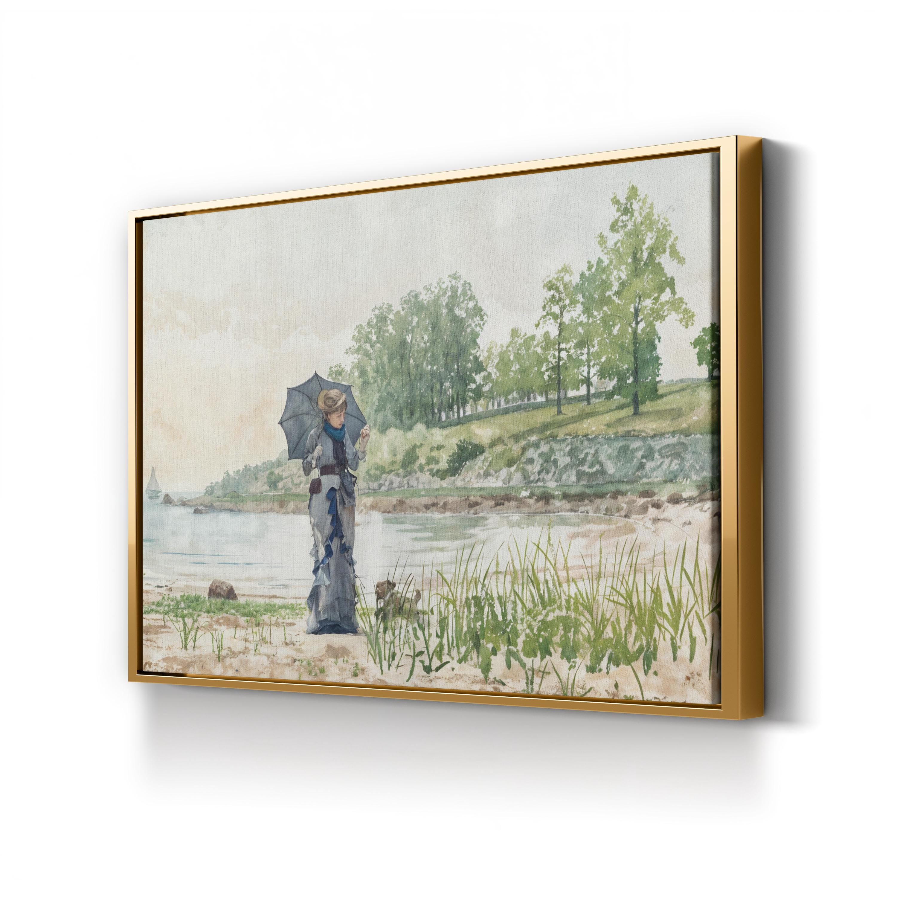 Young Woman by the Shore, 1880 – Impressionist Wall Art | Coastal Landscape Canvas Print