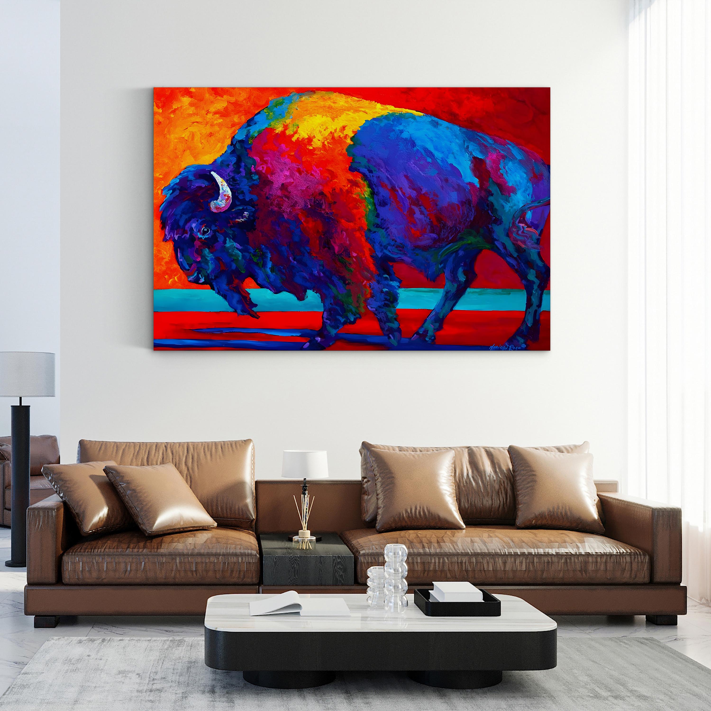 Abstract Bison Wall Art by Marion Rose | Contemporary Colorful Wildlife Canvas