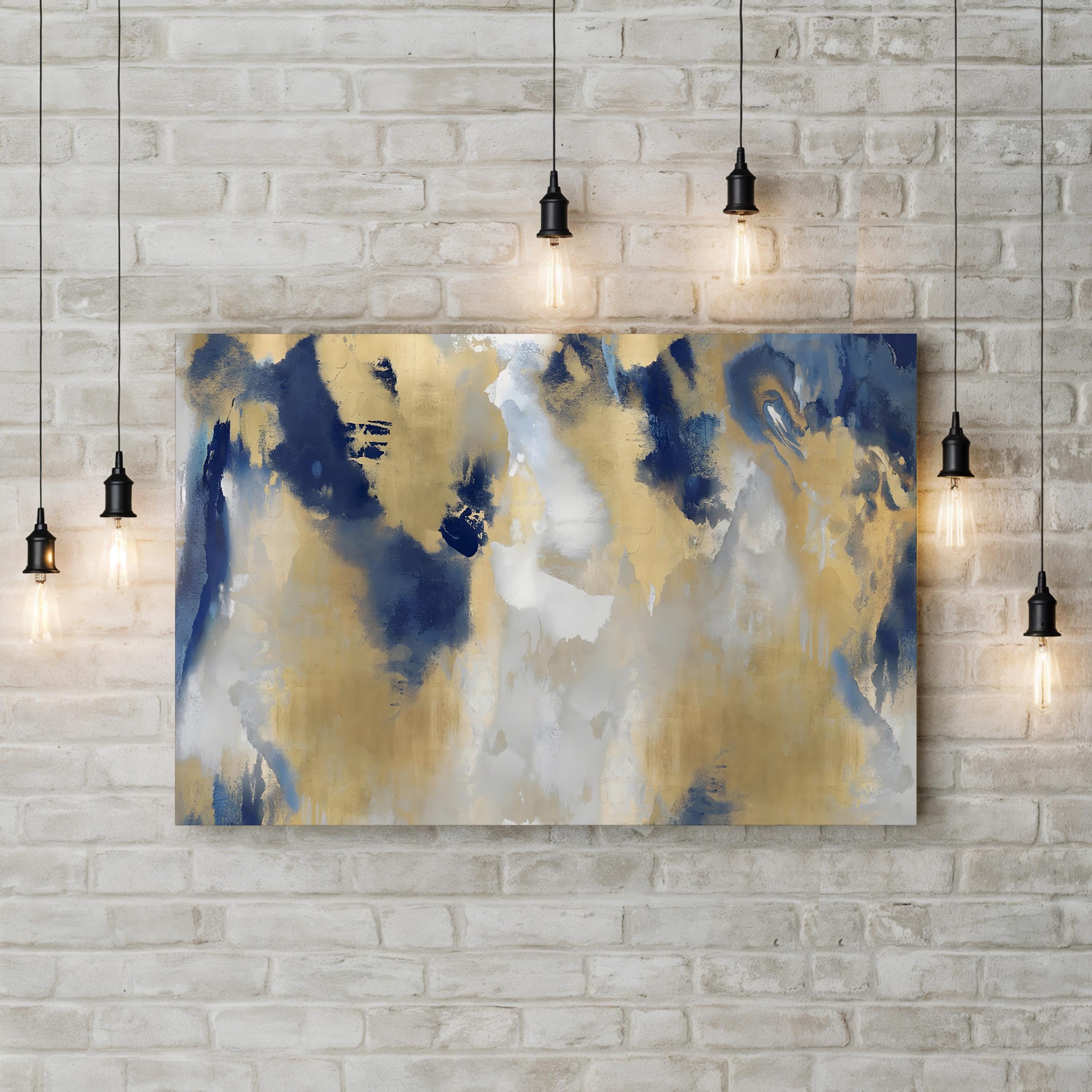 Contemporary Gold Stains Indigo Wall Art by David Moore