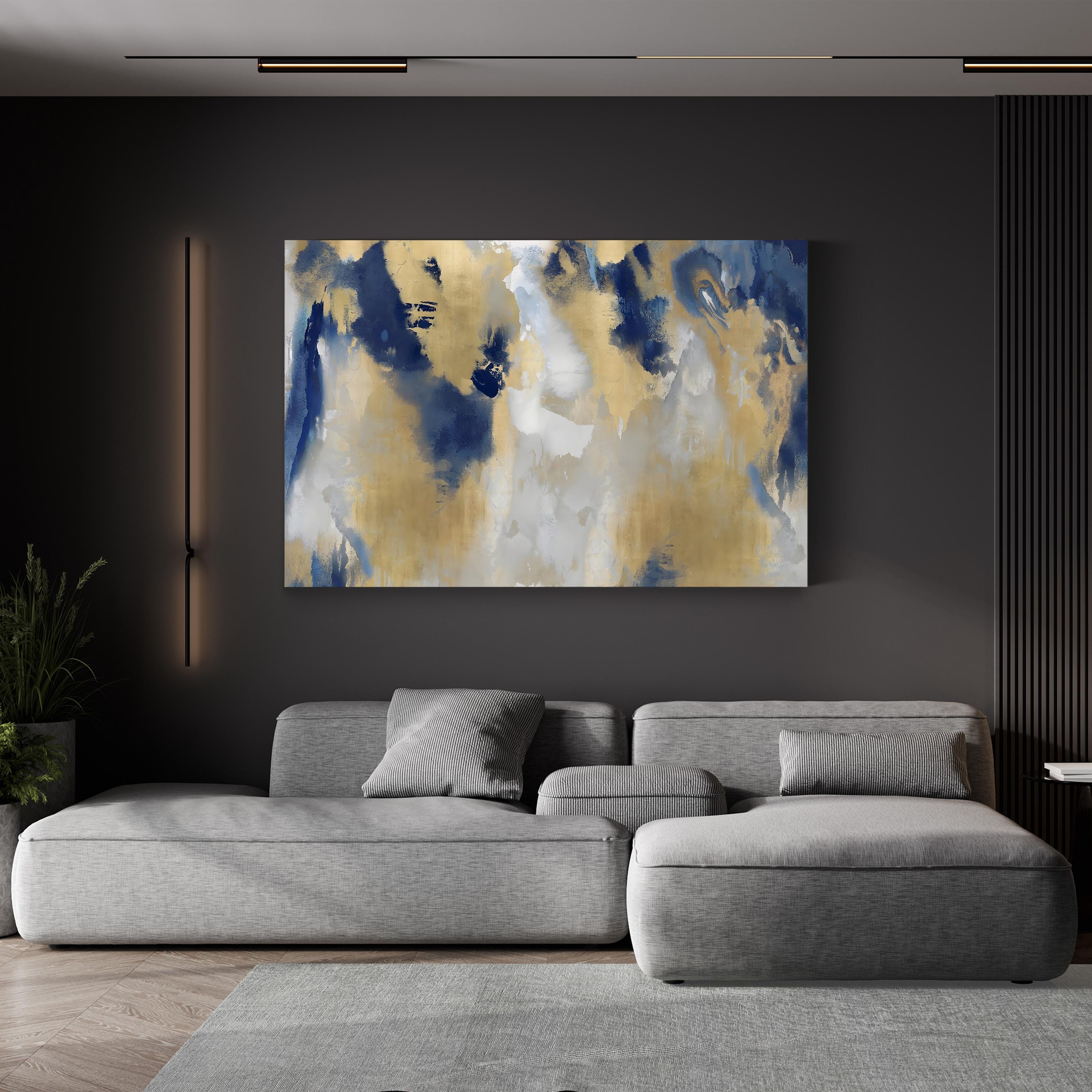 Contemporary Gold Stains Indigo Wall Art by David Moore