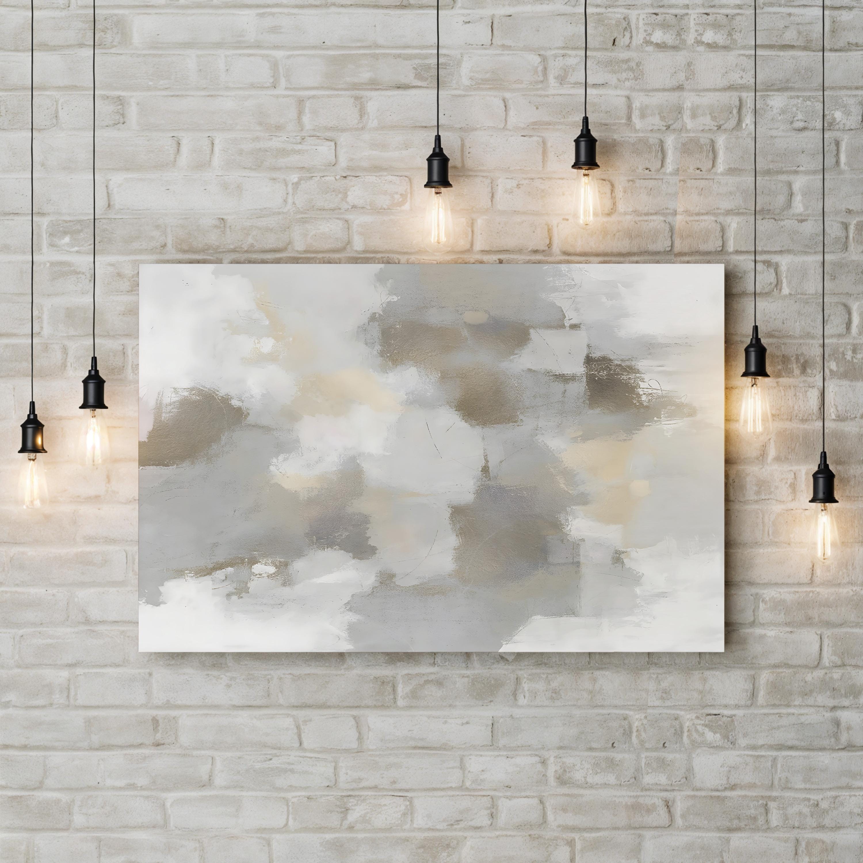 Abstract Grey Tan and White Wall Art by David Moore