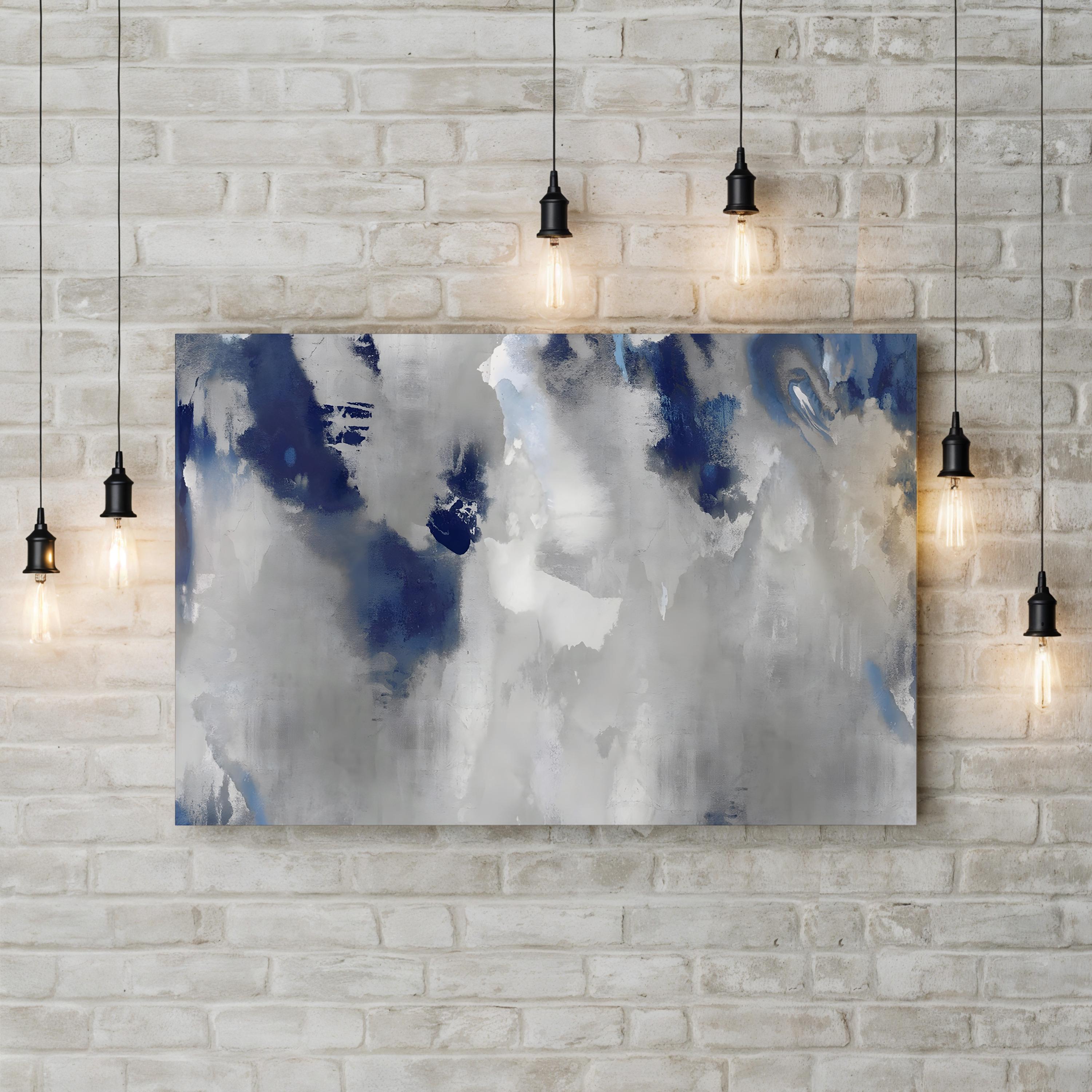 Abstract Silver Stains Indigo Wall Art by David Moore