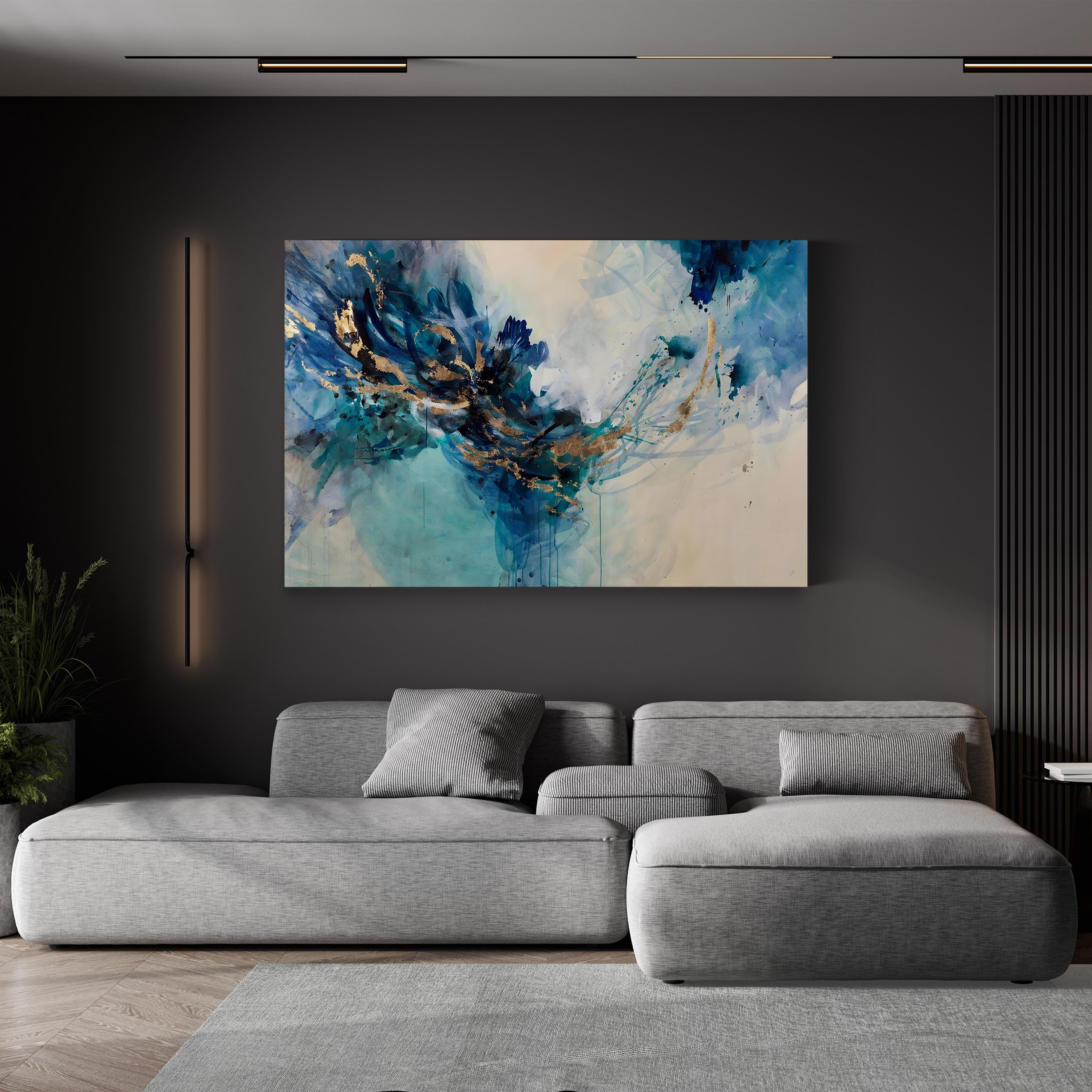 Accumulation of Gold Wall Art | Contemporary Black and Gold Abstract Canvas by Kari Taylor