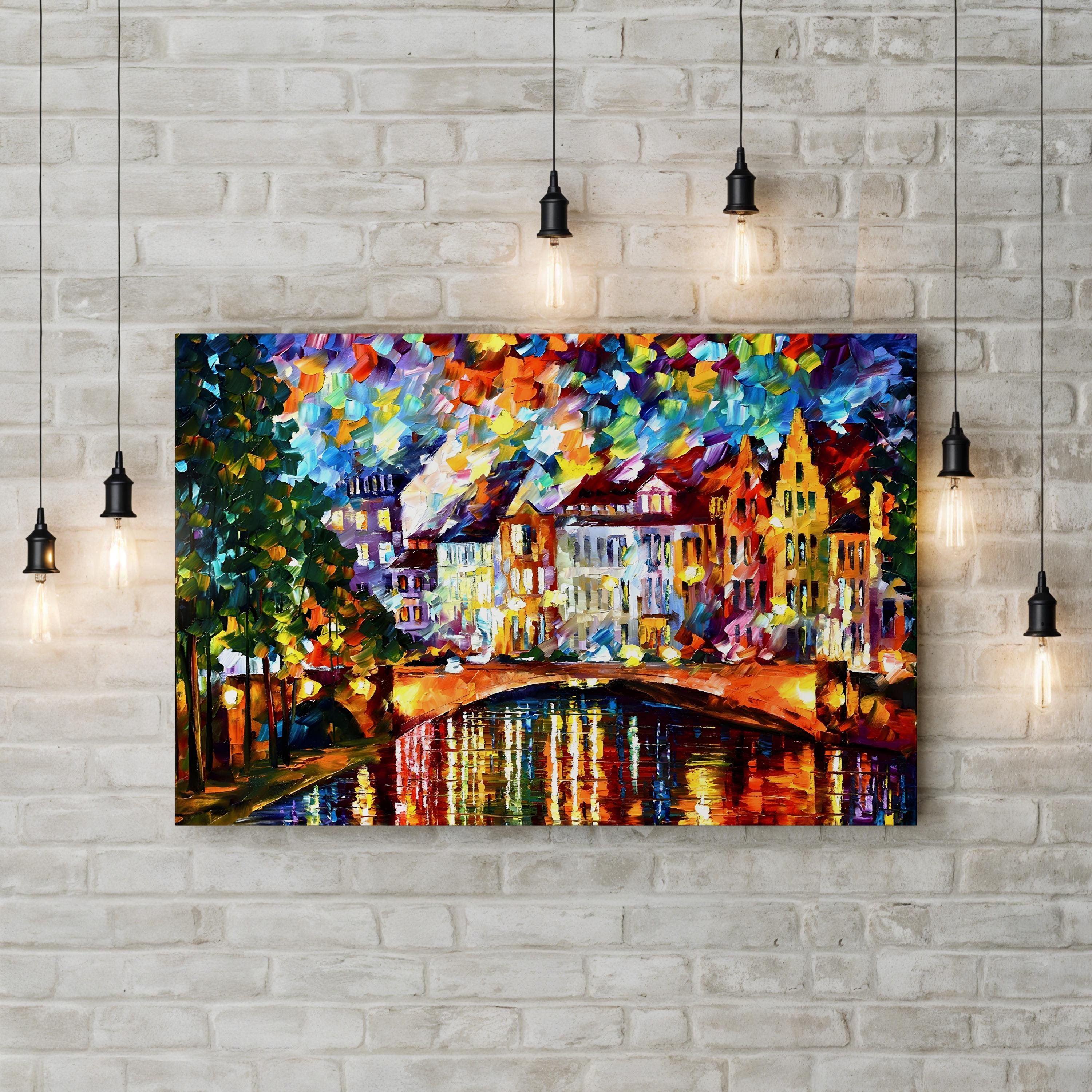 Amsterdam Wall Art by Leonid Afremov – Contemporary Impressionist Cityscape Canvas