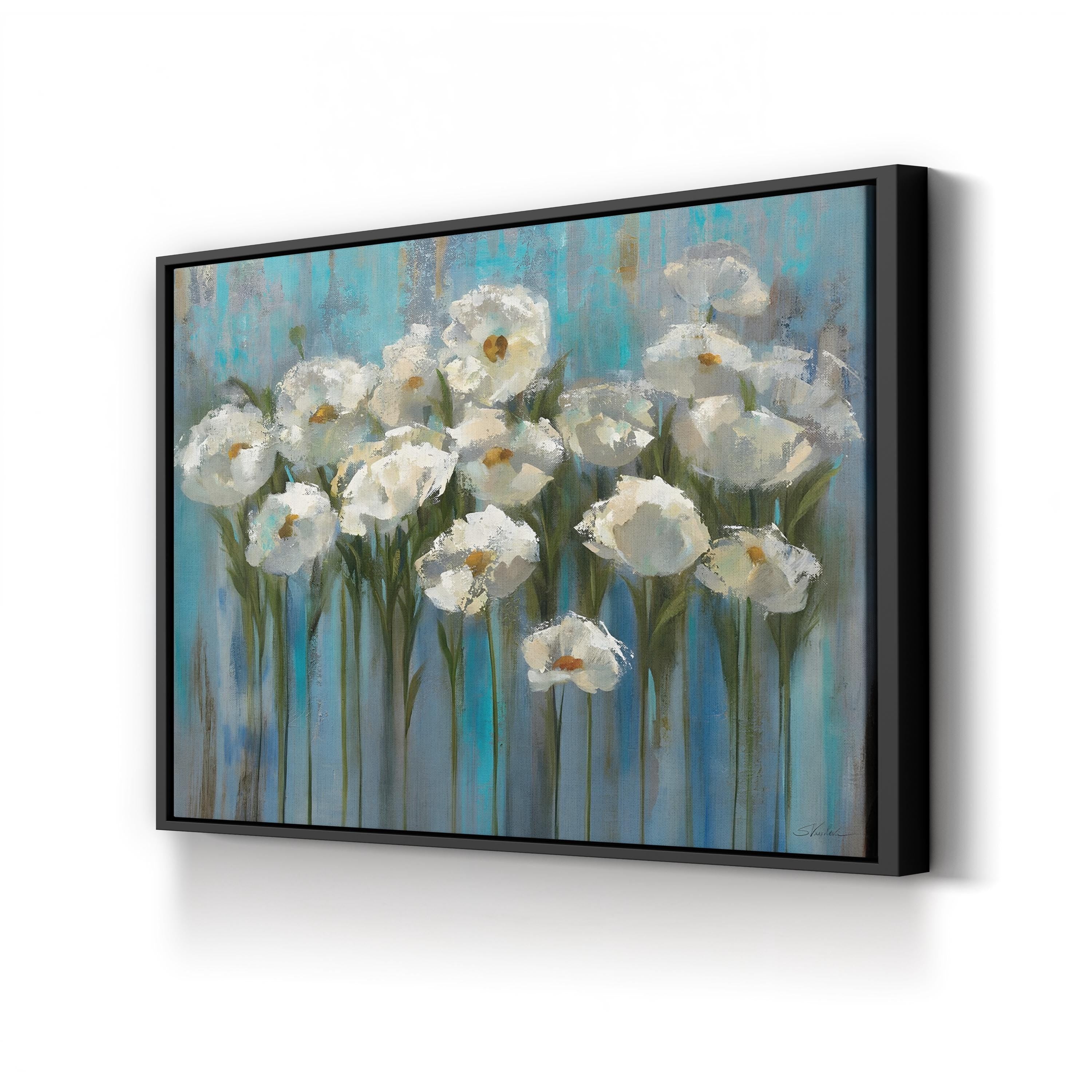 Anemones by the Lake Wall Art by Silvia Vassileva – Contemporary Floral Landscape Canvas