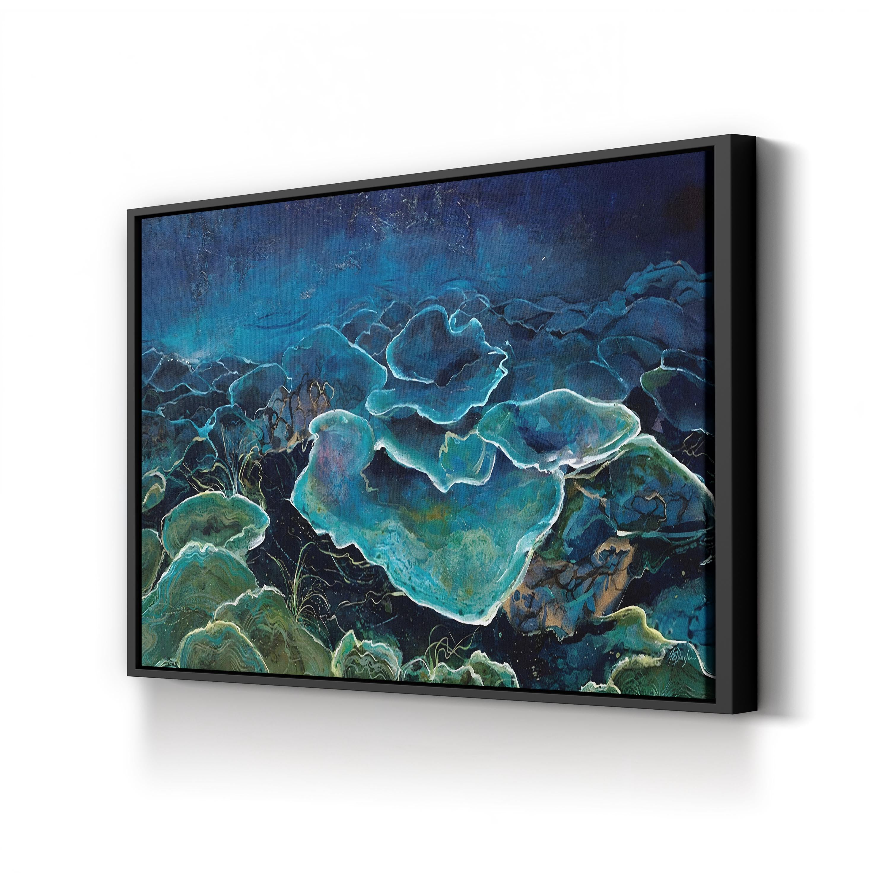 Aqua Glow Wall Art by Farrell Douglass – Contemporary Blue Green Abstract Canvas
