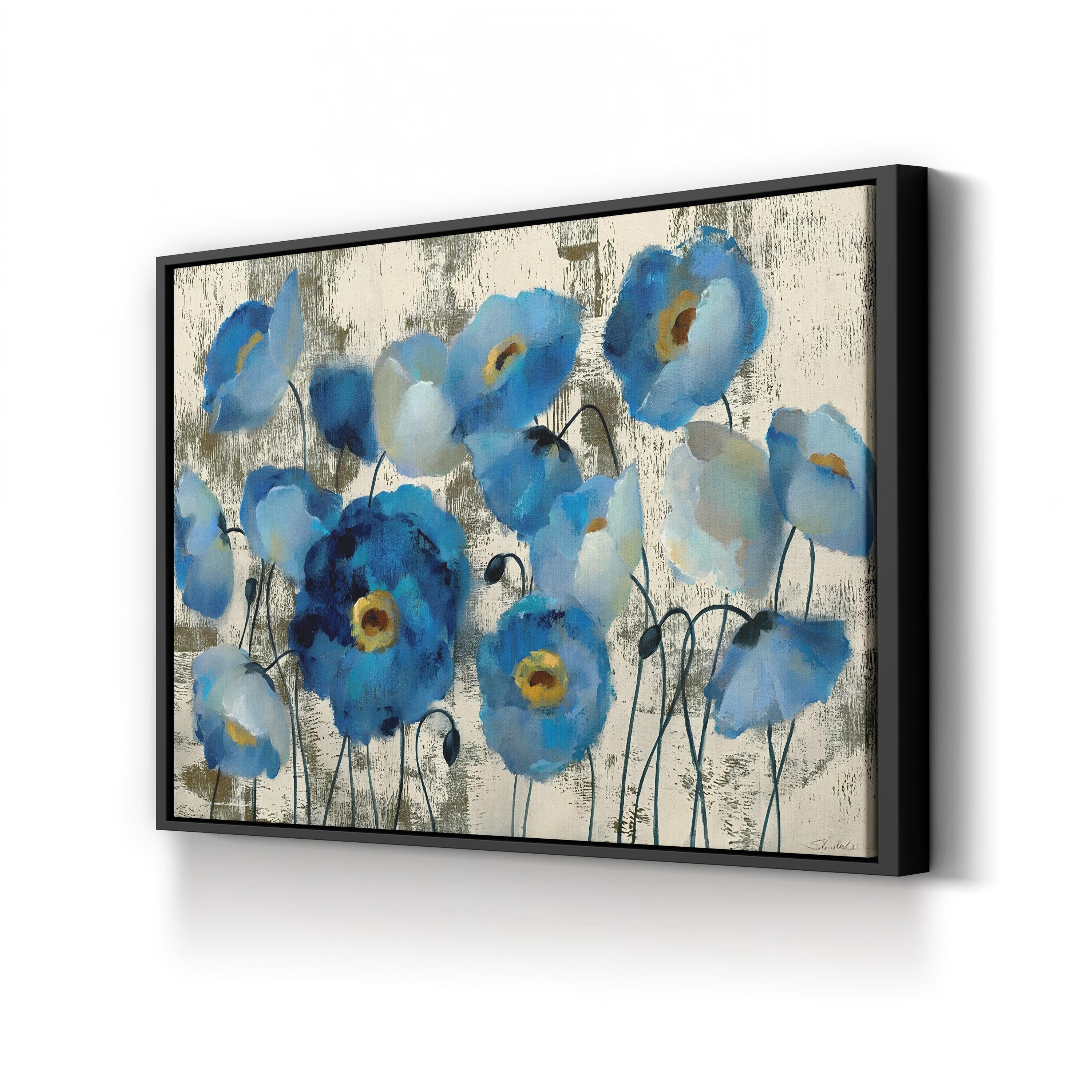 Aquamarine Floral Wall Art by Silvia Vassileva – Contemporary Floral Abstract Canvas
