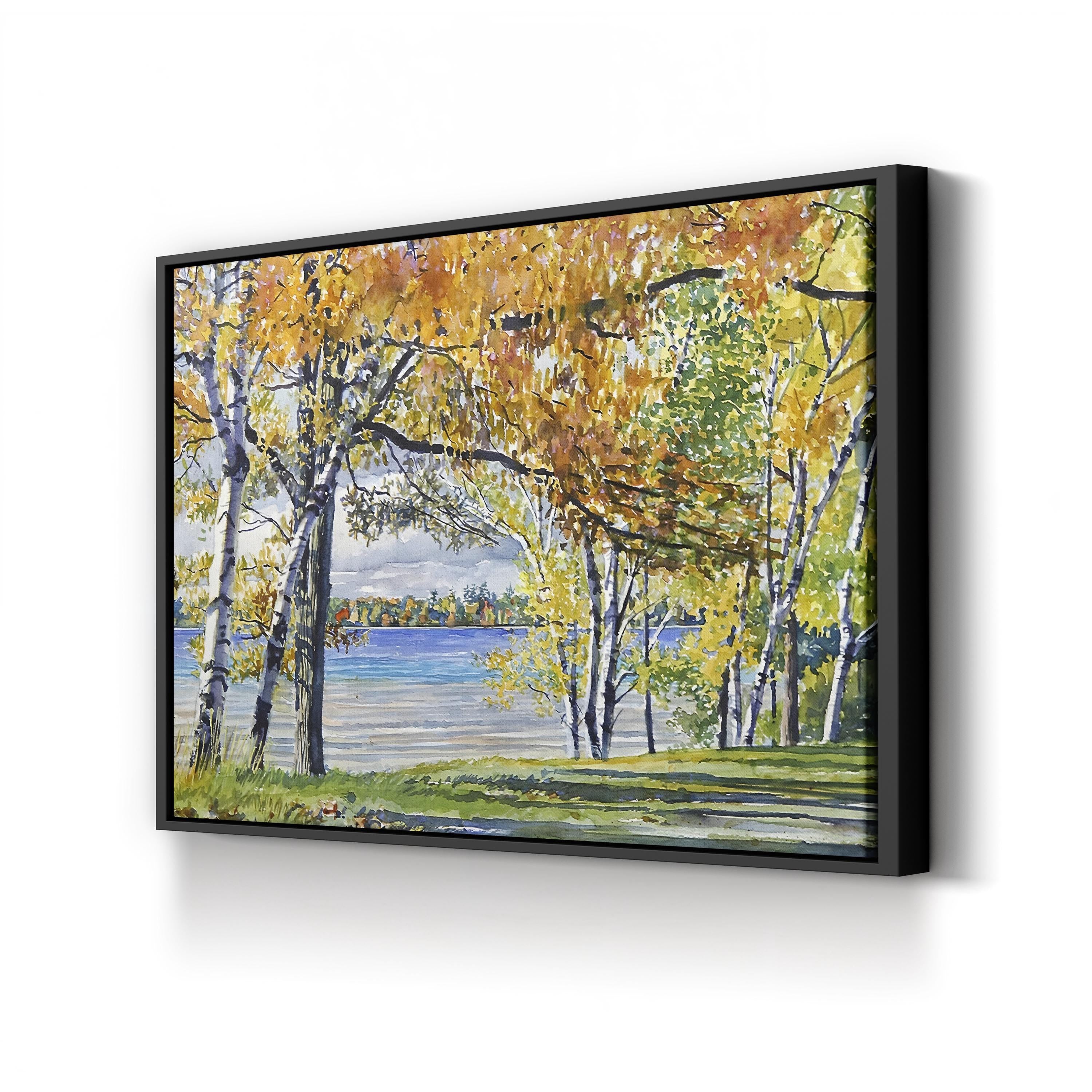 Autumn Birch Trees Wall Art by Stan Myers – Framed Fall Landscape Canvas