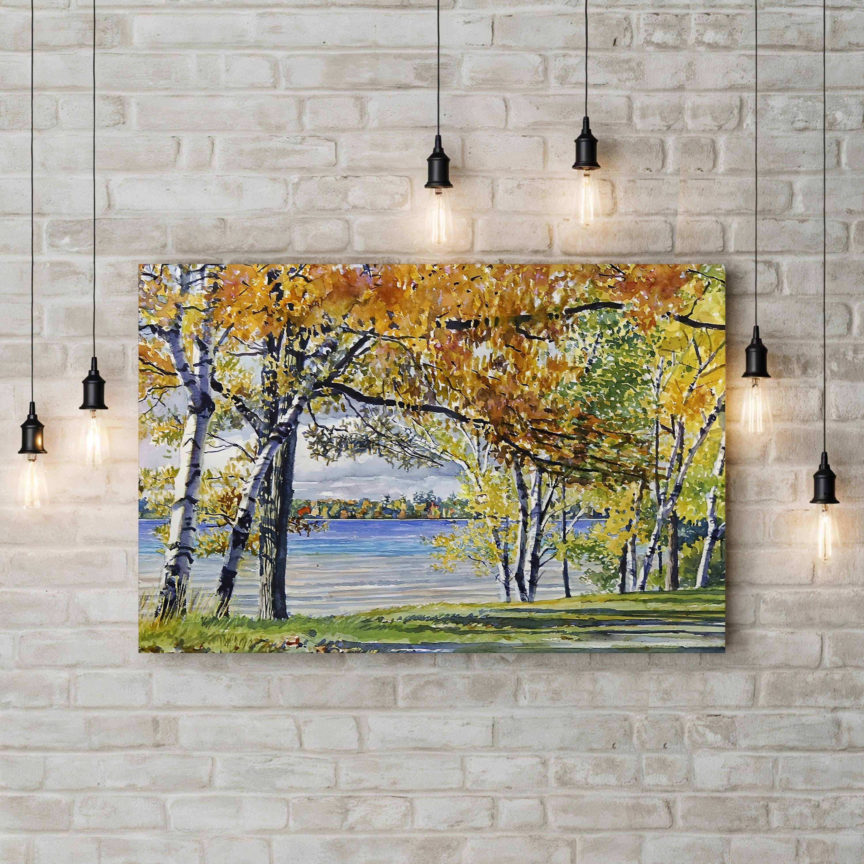 Autumn Birch Trees Wall Art by Stan Myers – Framed Fall Landscape Canvas