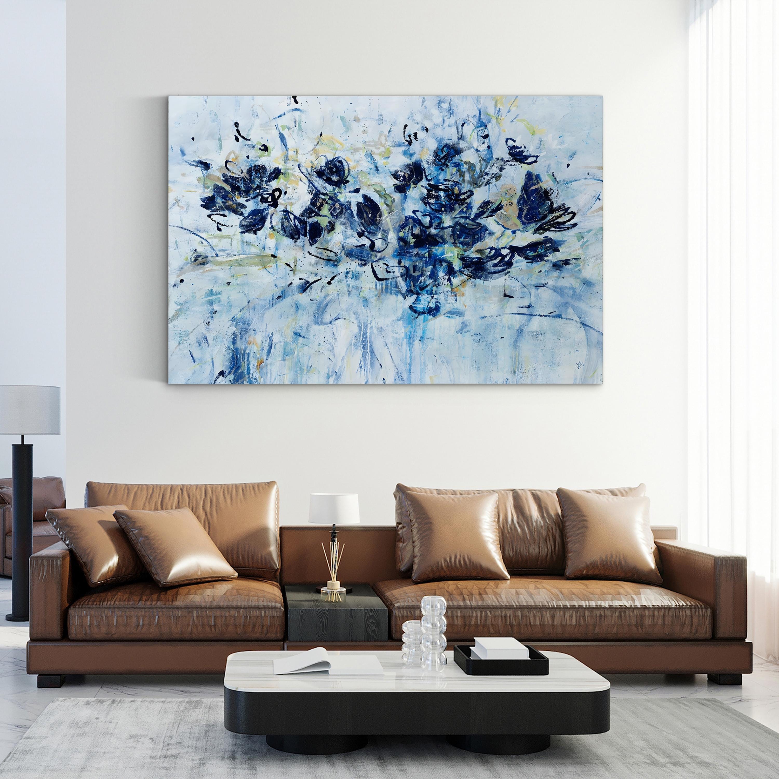 Blue Chiffon Abstract Floral Wall Art by Jodi Maas