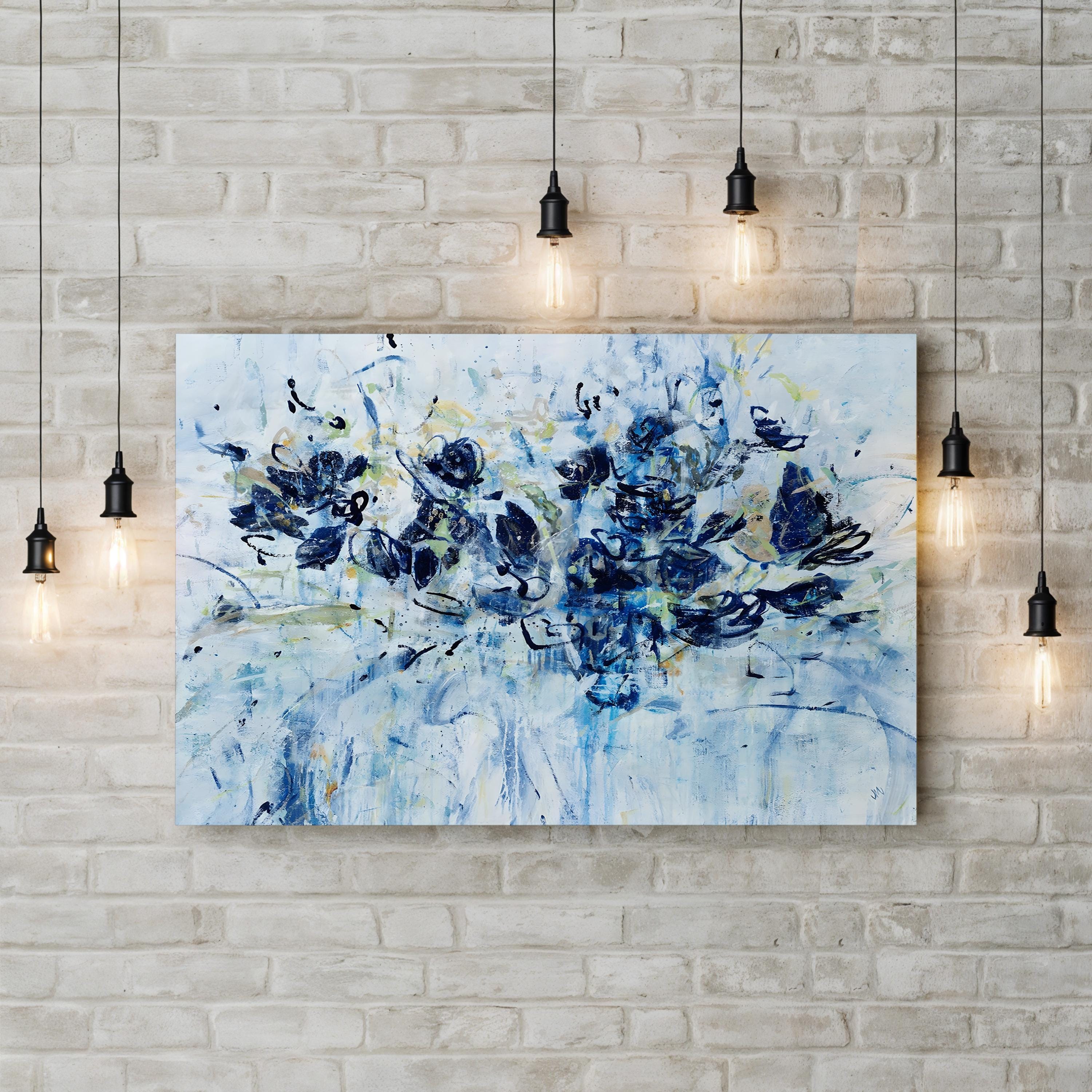 Blue Chiffon Abstract Floral Wall Art by Jodi Maas
