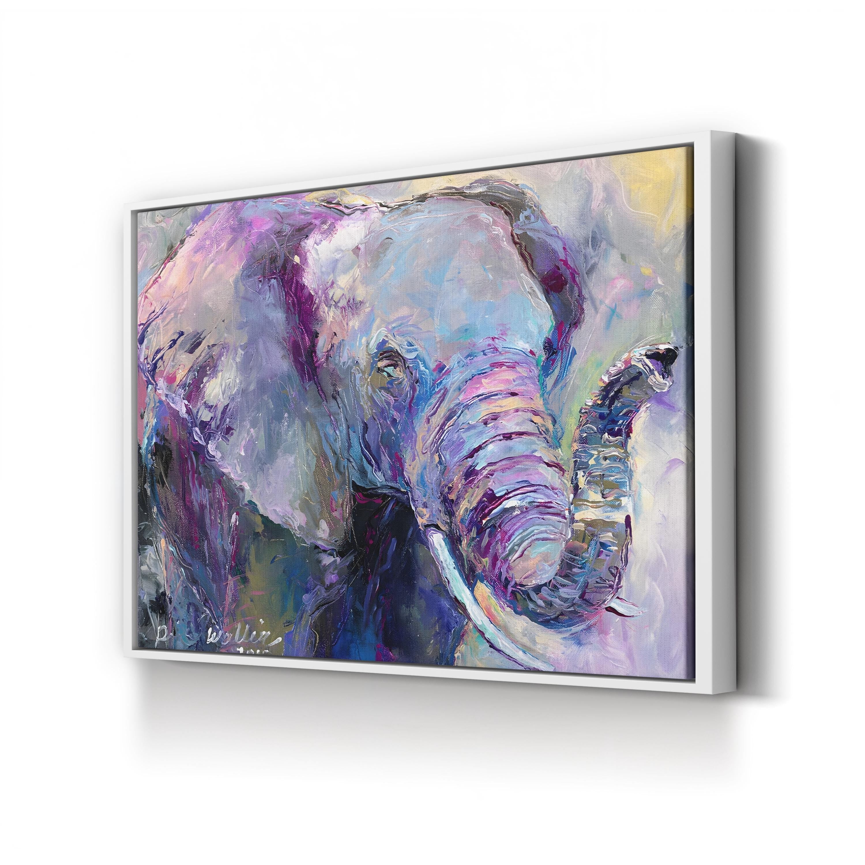 Blue Elephant Wall Art by Richard Wallich | Contemporary Abstract Wildlife Canvas Print