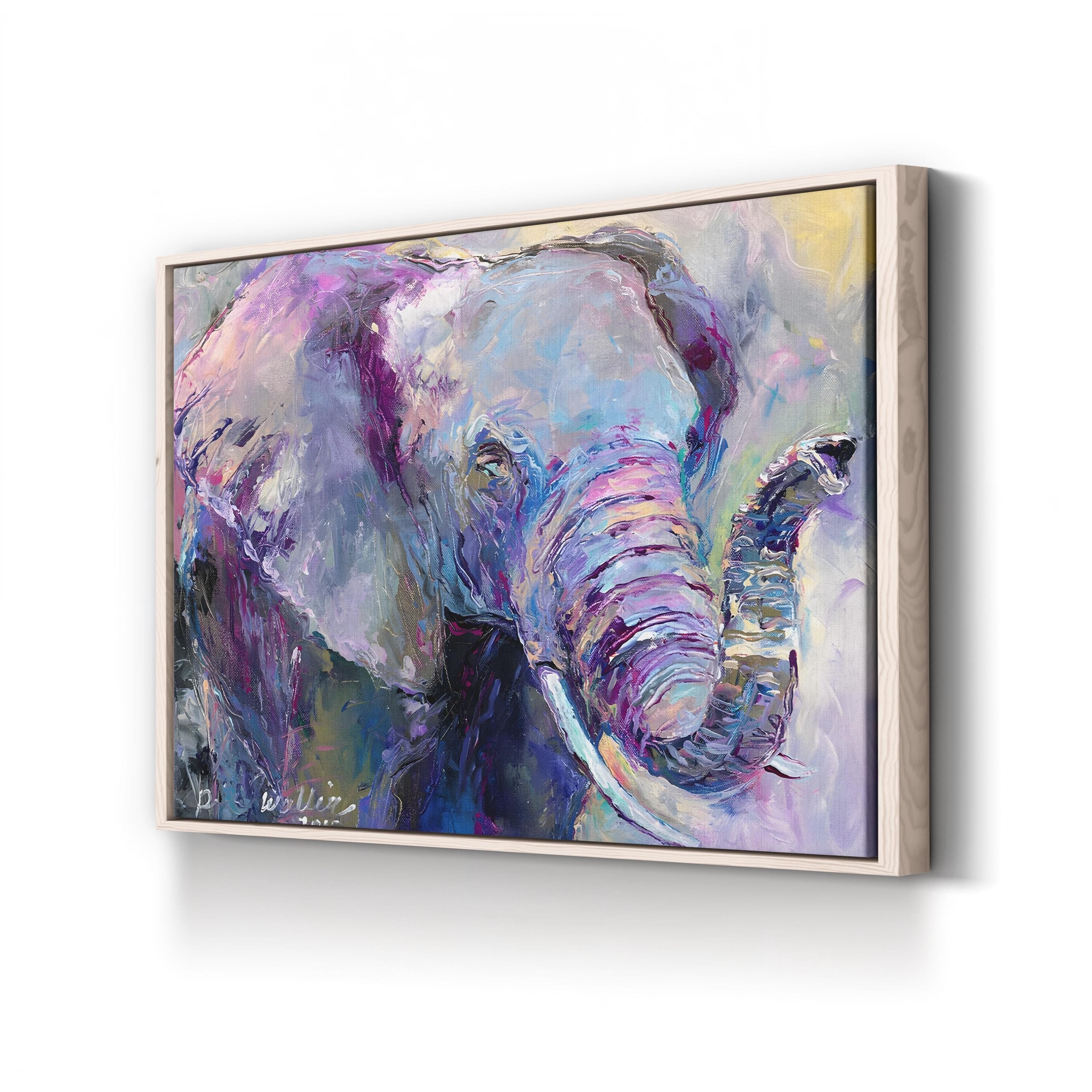 Blue Elephant Wall Art by Richard Wallich | Contemporary Abstract Wildlife Canvas Print