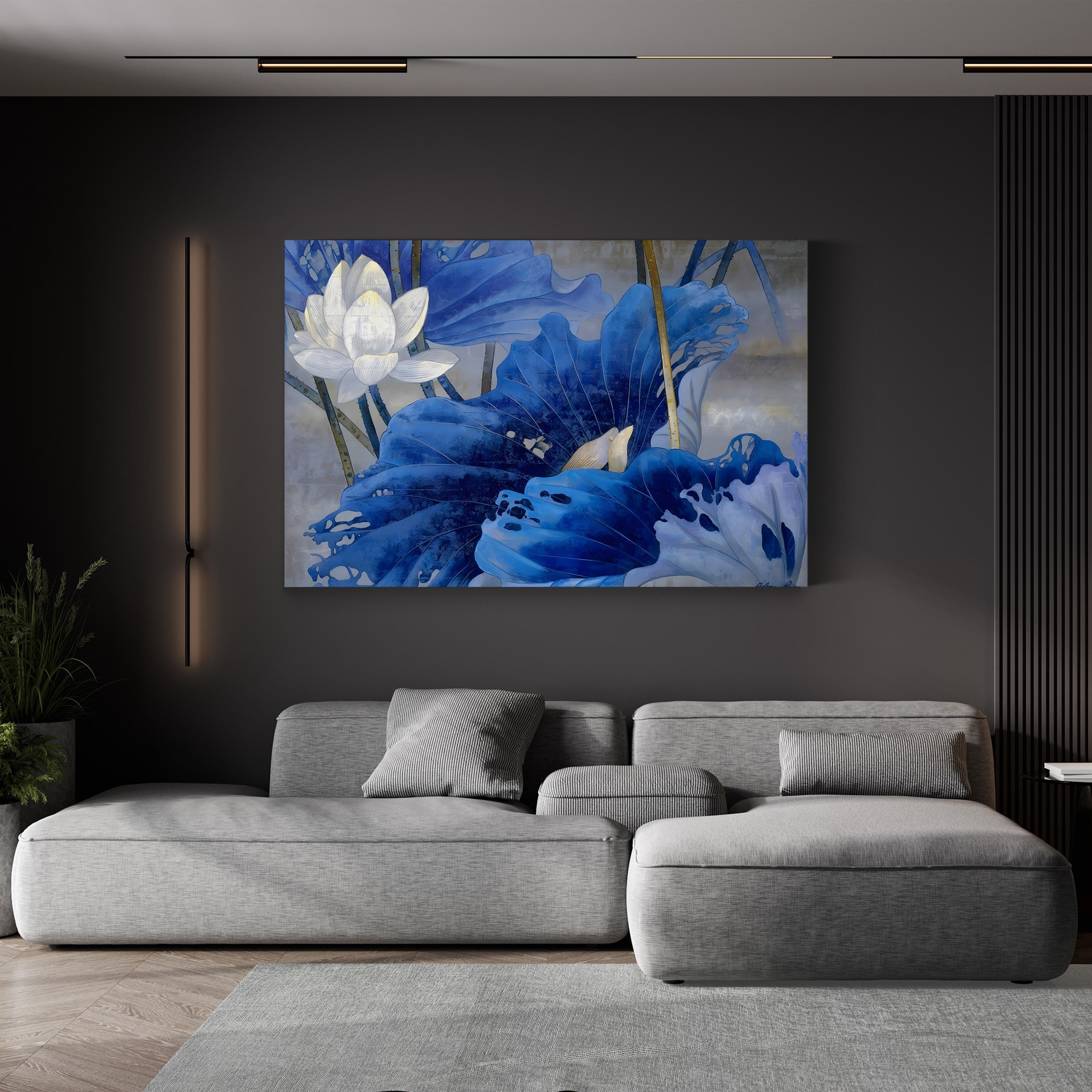 Blue Rhyme Wall Art by Ailian Price | Contemporary Abstract Blue Floral Canvas Print
