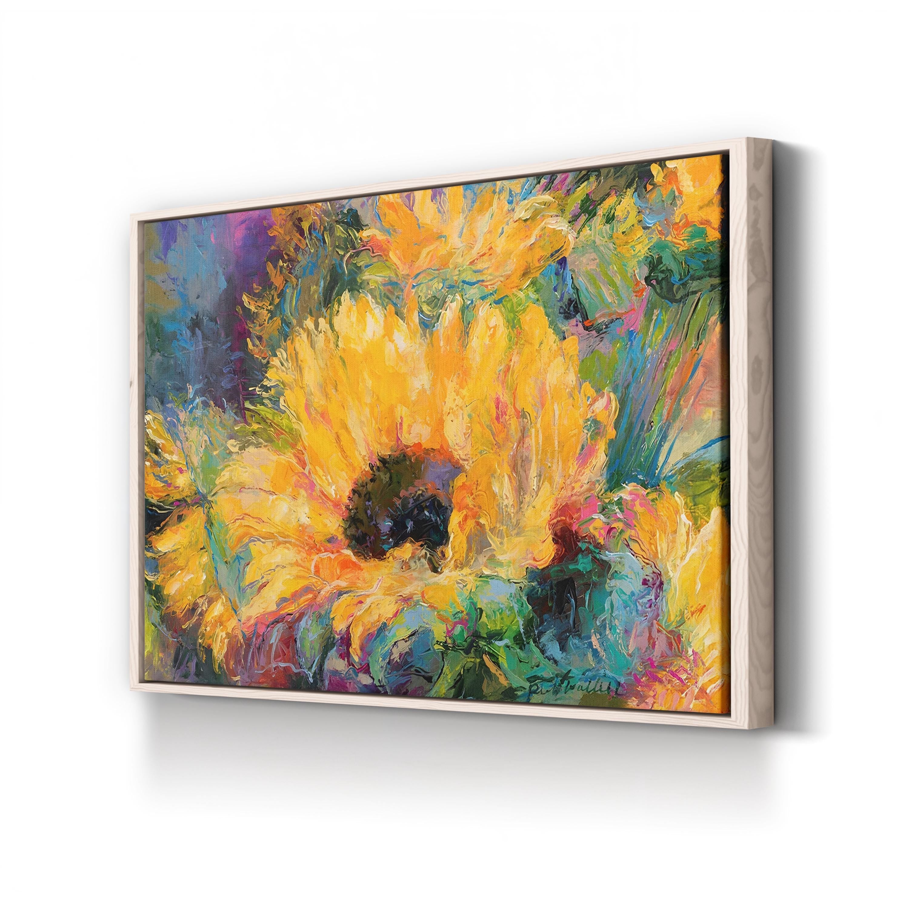 Blue Sunflowers Wall Art by Richard Wallich | Contemporary Abstract Floral Canvas Print