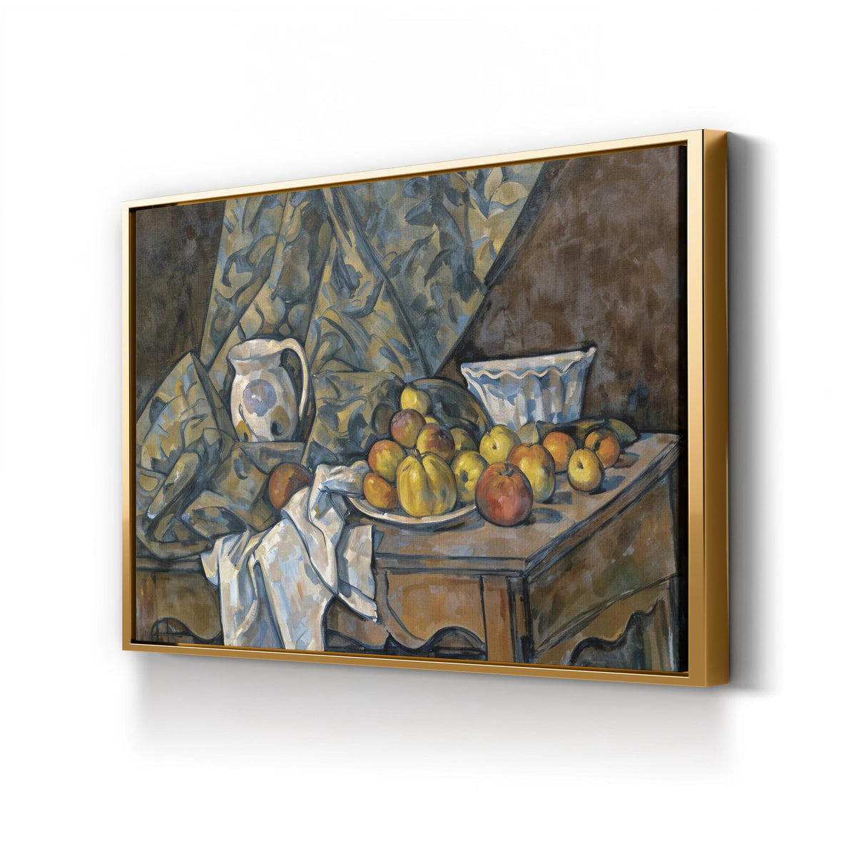 Still Life with Apples and Peaches by Paul Cézanne canvas print in gold frame