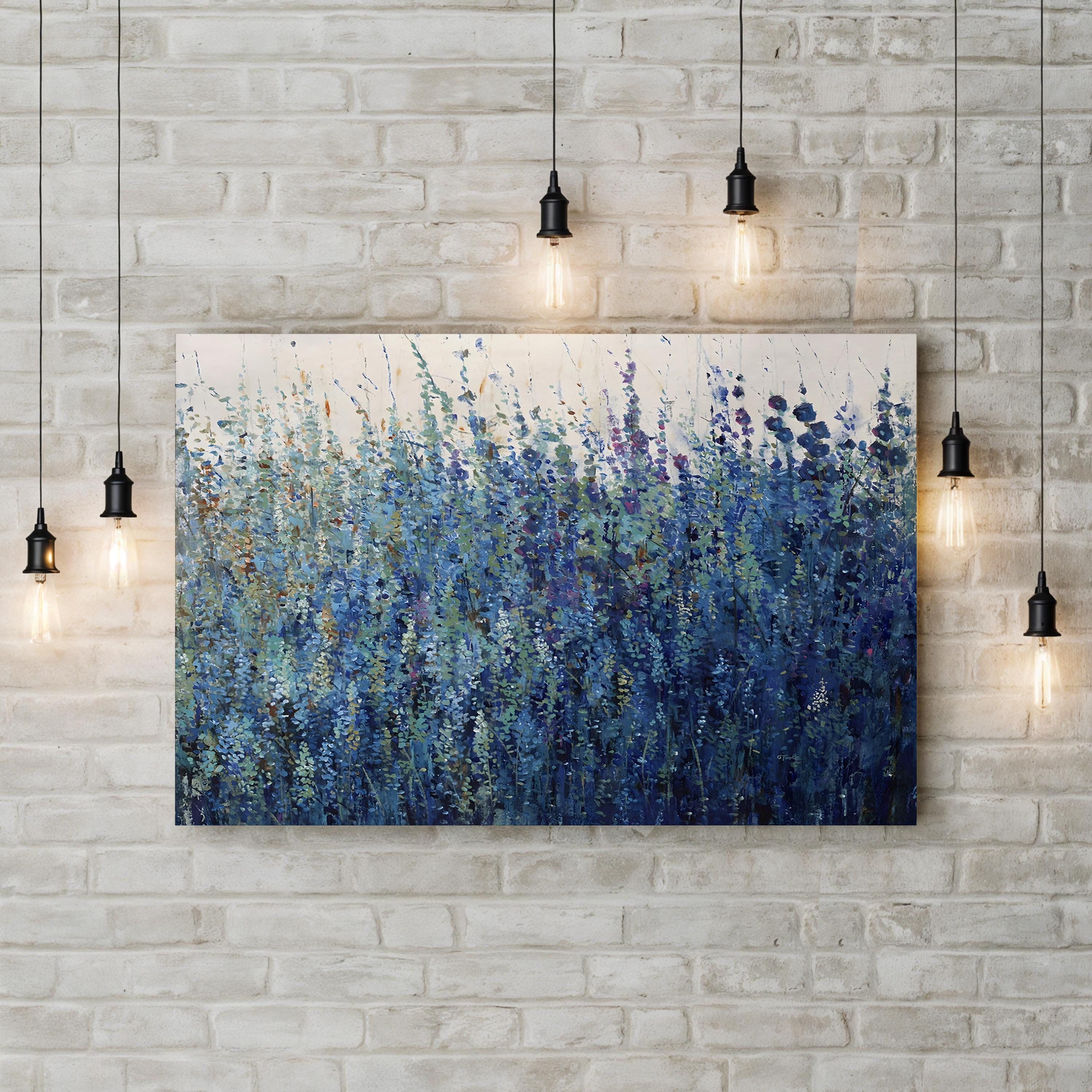Blue Wildflower Patch Wall Art by Tim O’Toole | Blue Floral Landscape Canvas Print