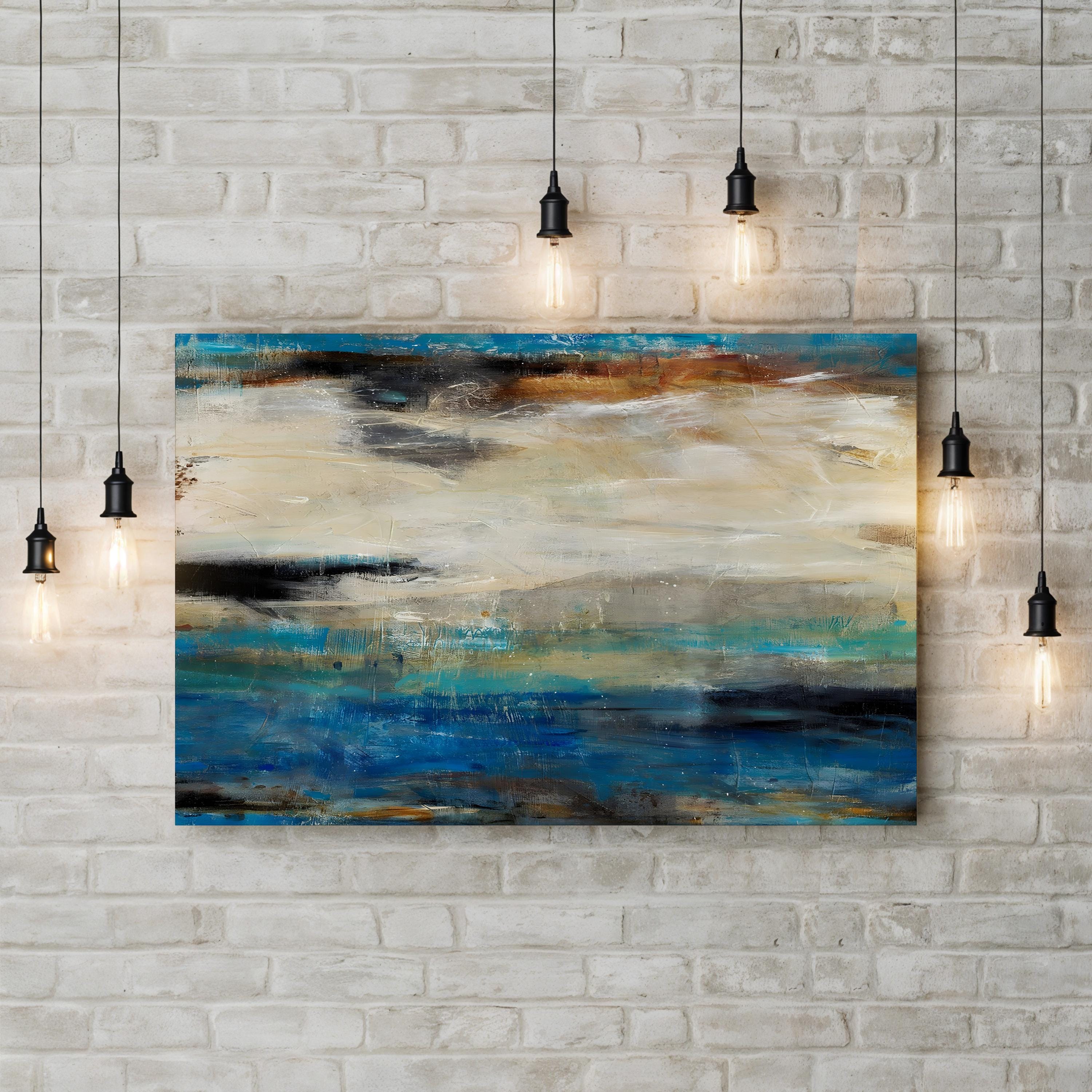 Blue Horizon Atmospheric Abstract – Period Illustration Wall Art | Contemporary Canvas Print
