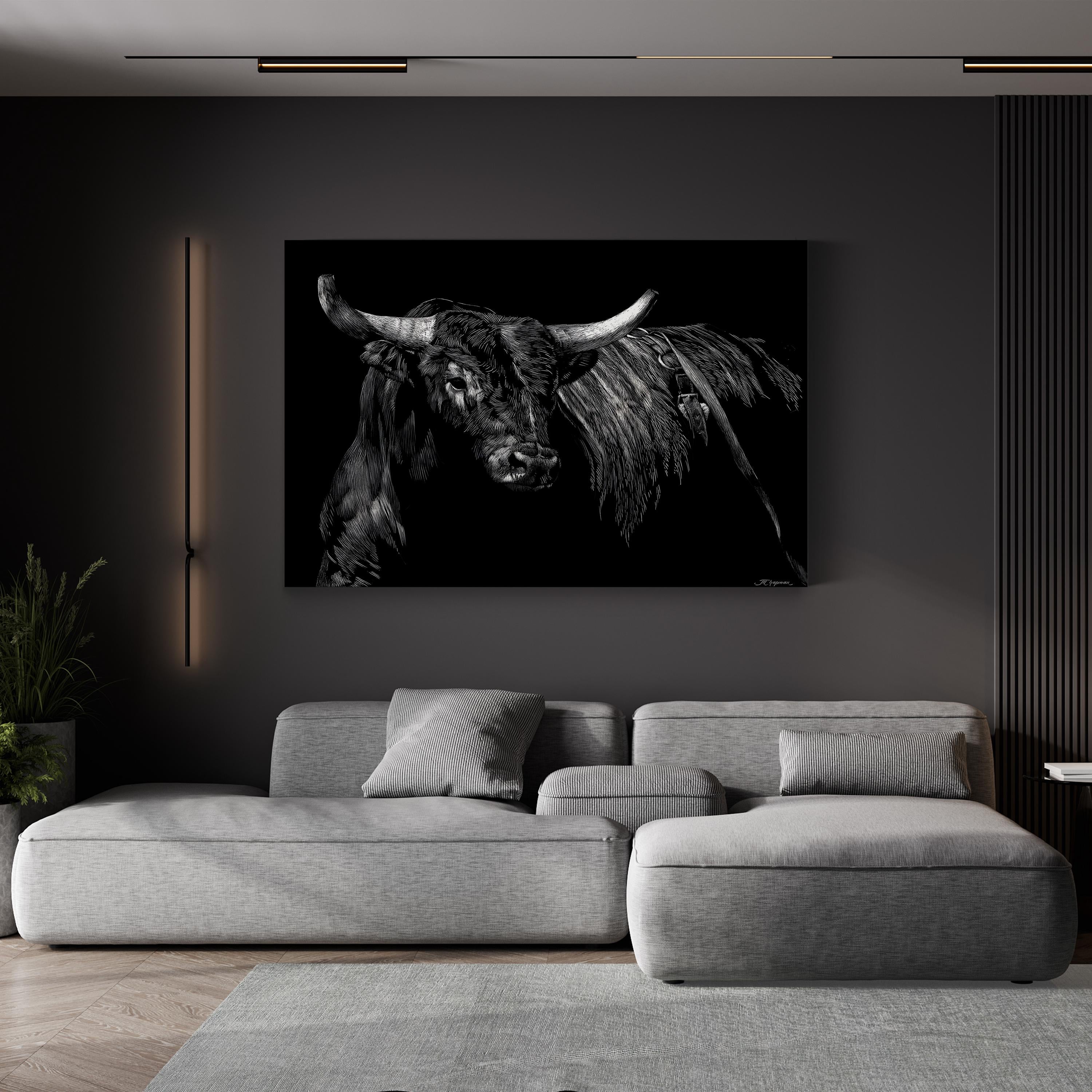 Brindle Rodeo Bull Wall Art by Julie Chapman