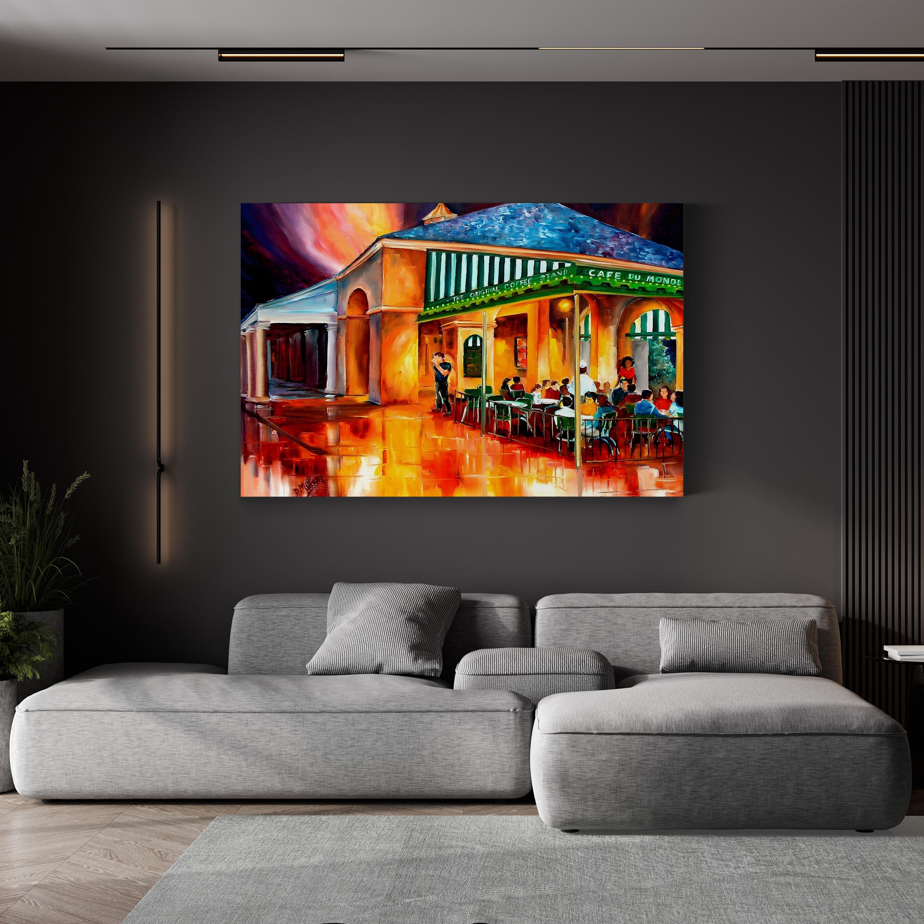 Cafe du Monde Wall Art by Diane Millsap – Contemporary New Orleans Café Scene Canvas