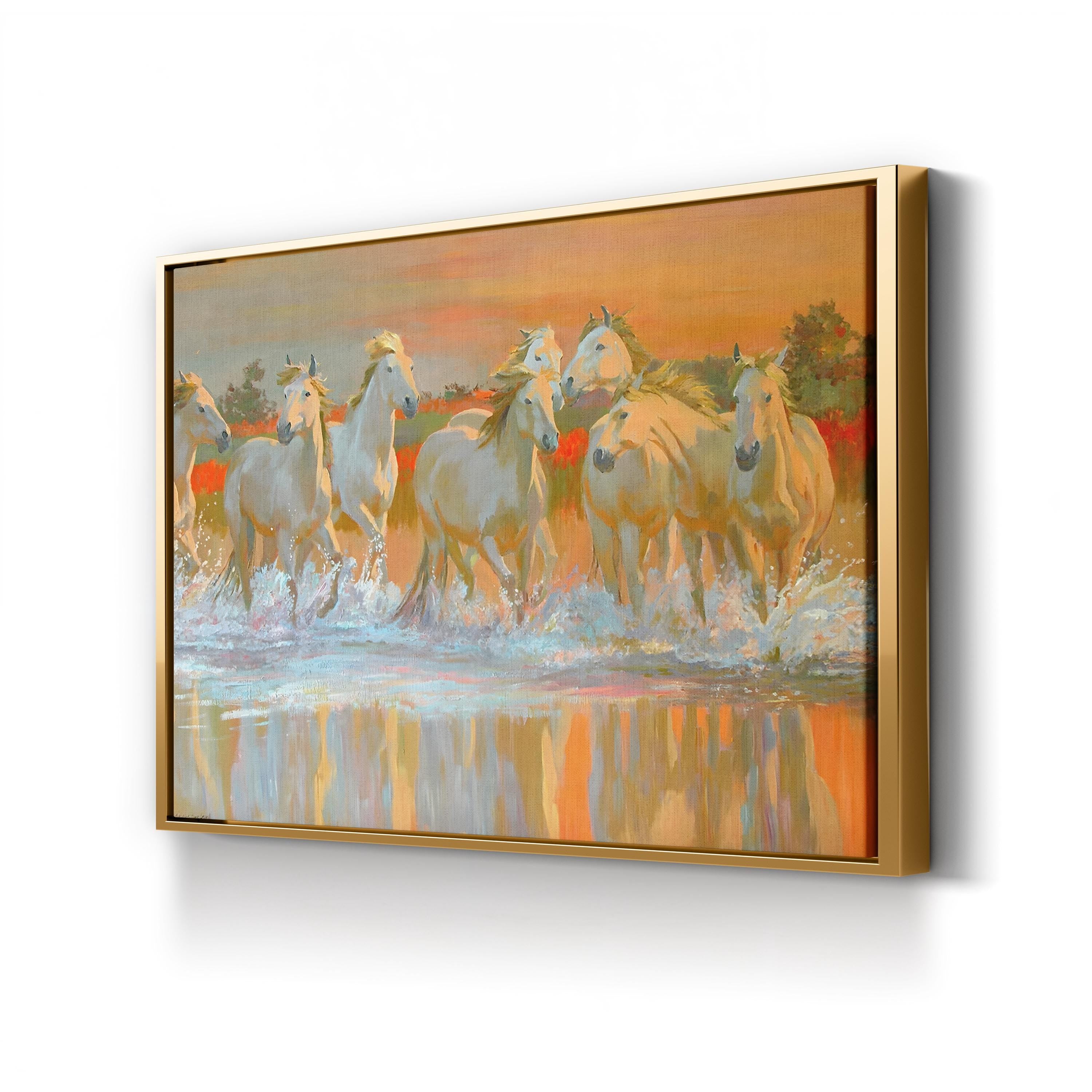 Galloping Horse Herd in Motion – Period Illustration Wall Art | Rustic Western Canvas Print