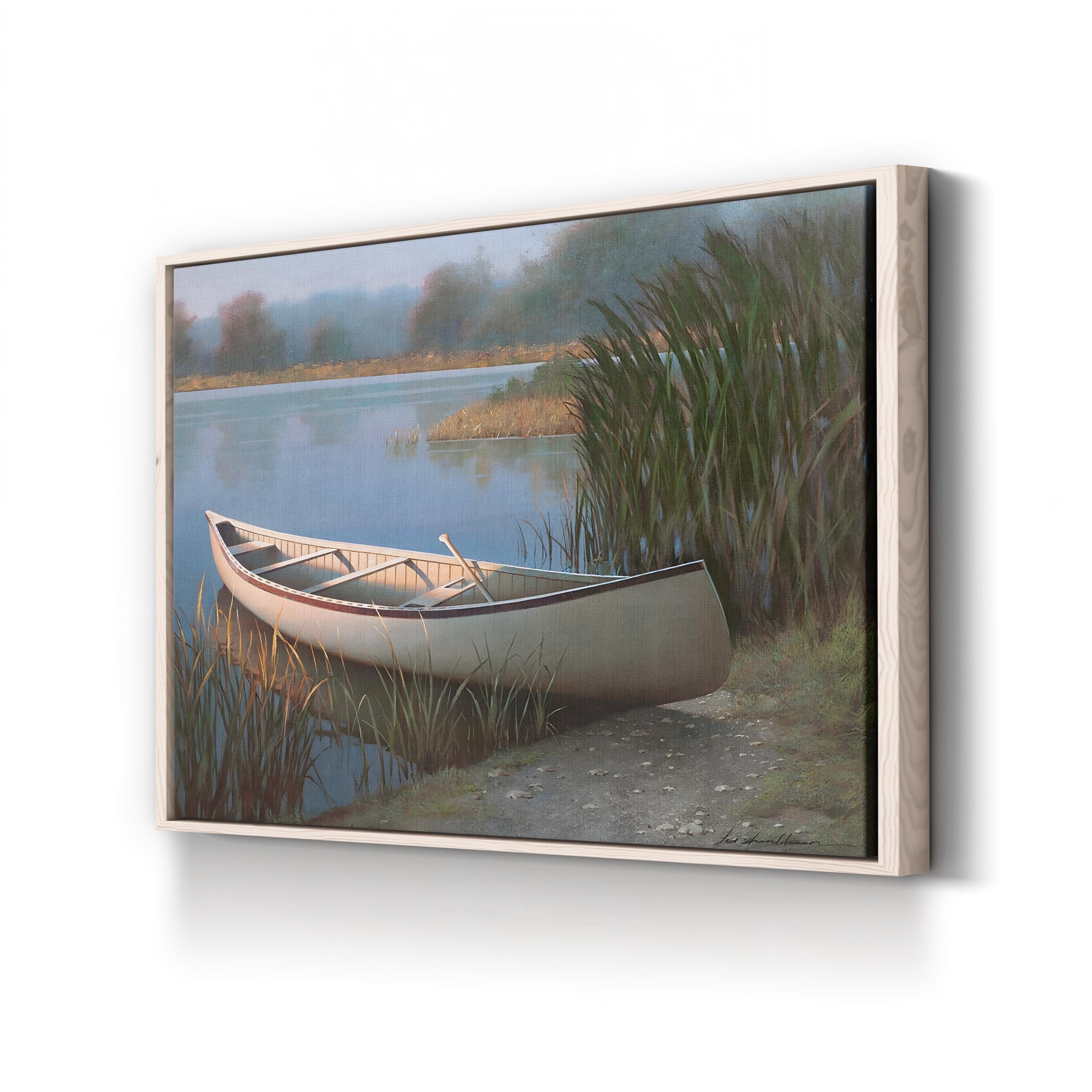 Canoe on the Shore Wall Art by Zhen-Huan Lu – Tranquil Lake Landscape Canvas