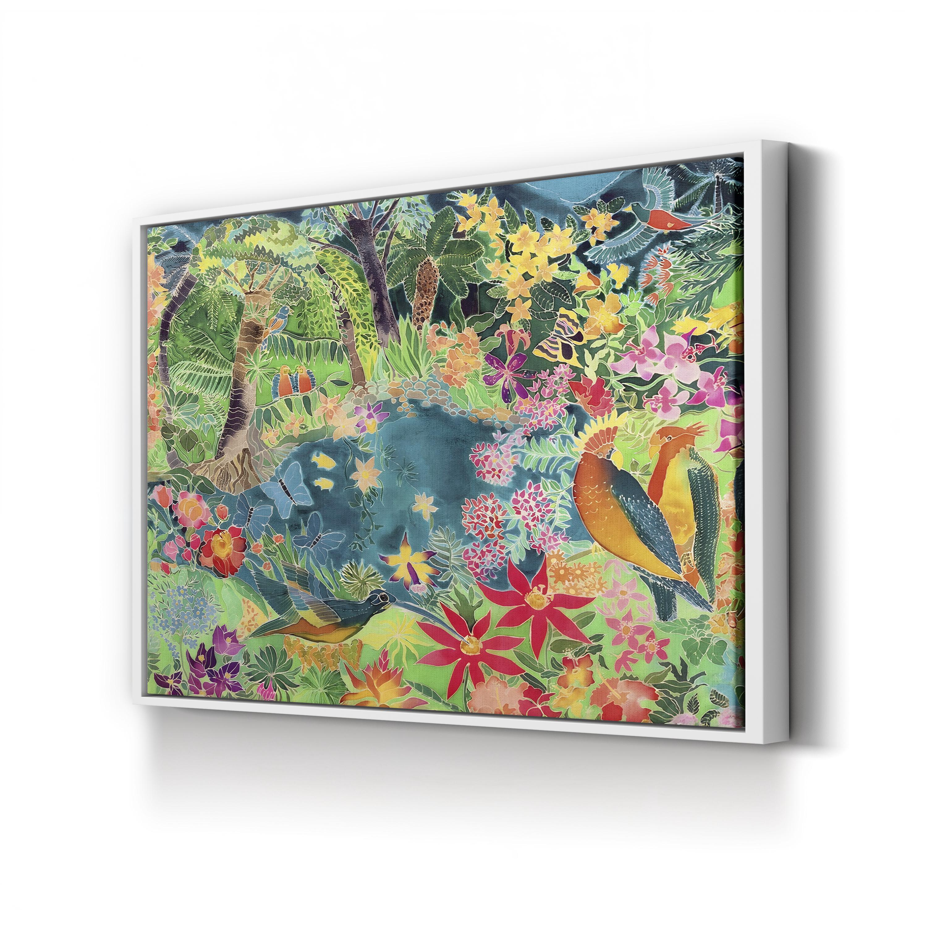 Tropical Jungle Birds & Flowers Canvas Art: Vibrant Wildlife Wall Decor