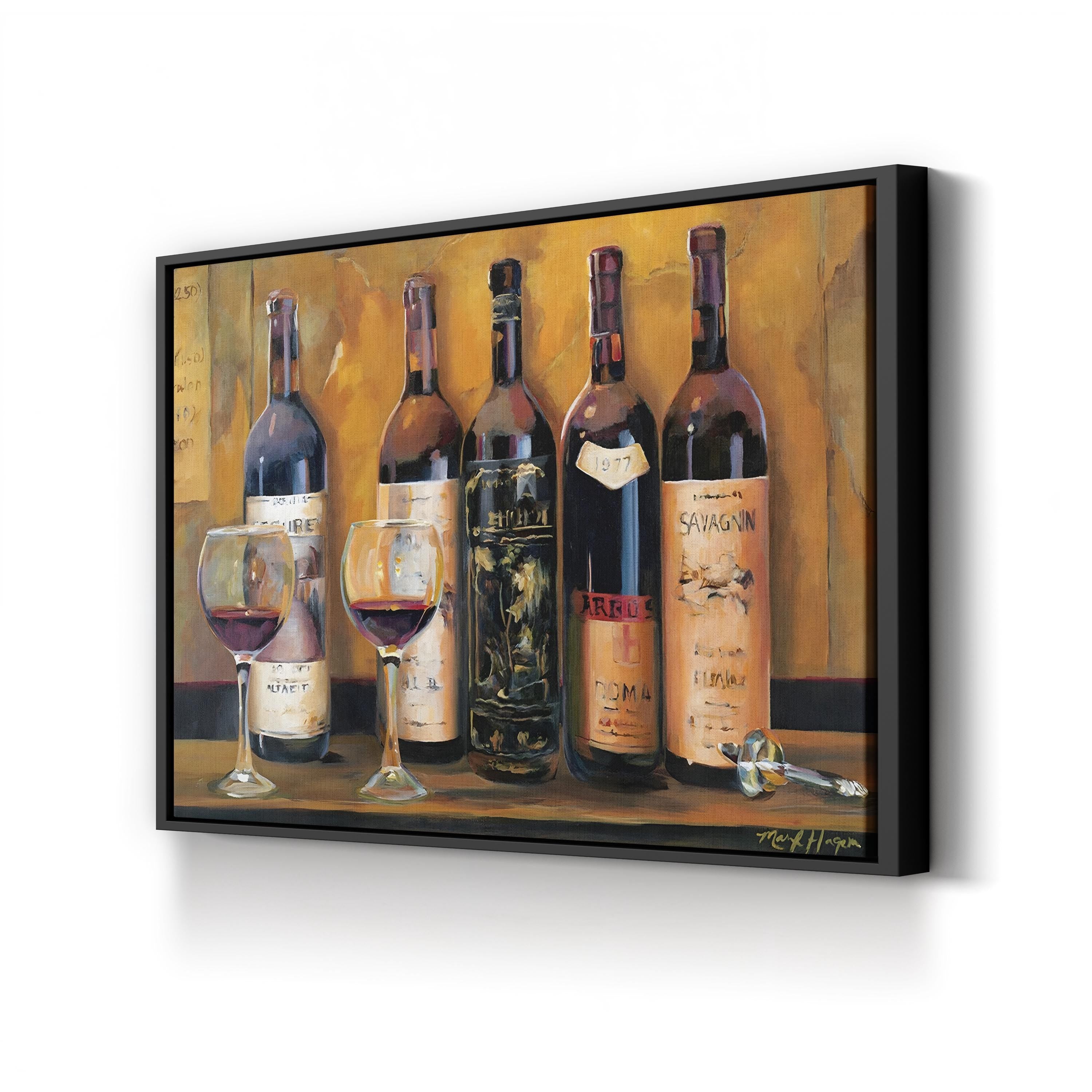 Cellar Reds Wine Bottles – Period Illustration Wall Art | Rustic Kitchen Canvas Print