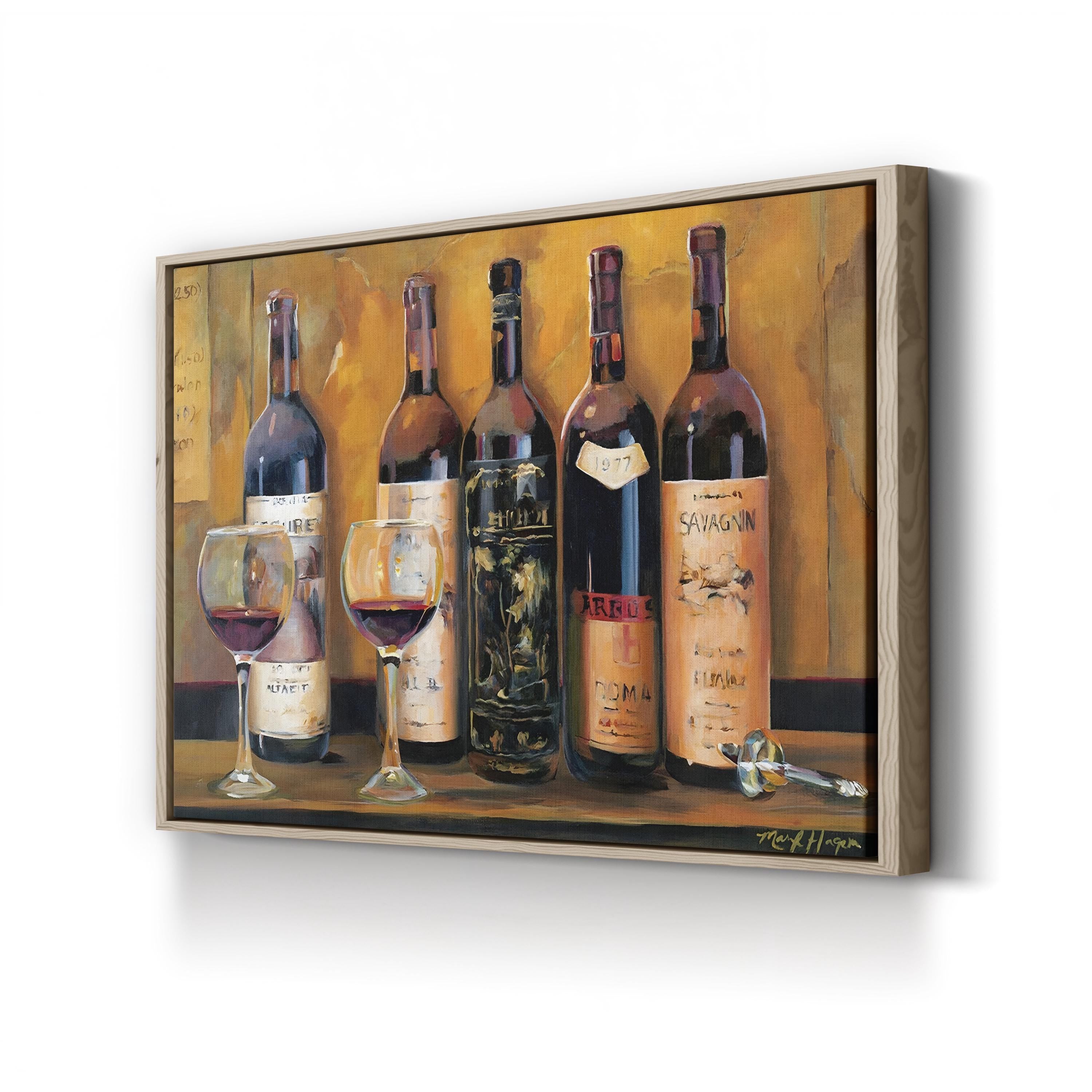 Cellar Reds Wine Bottles – Period Illustration Wall Art | Rustic Kitchen Canvas Print