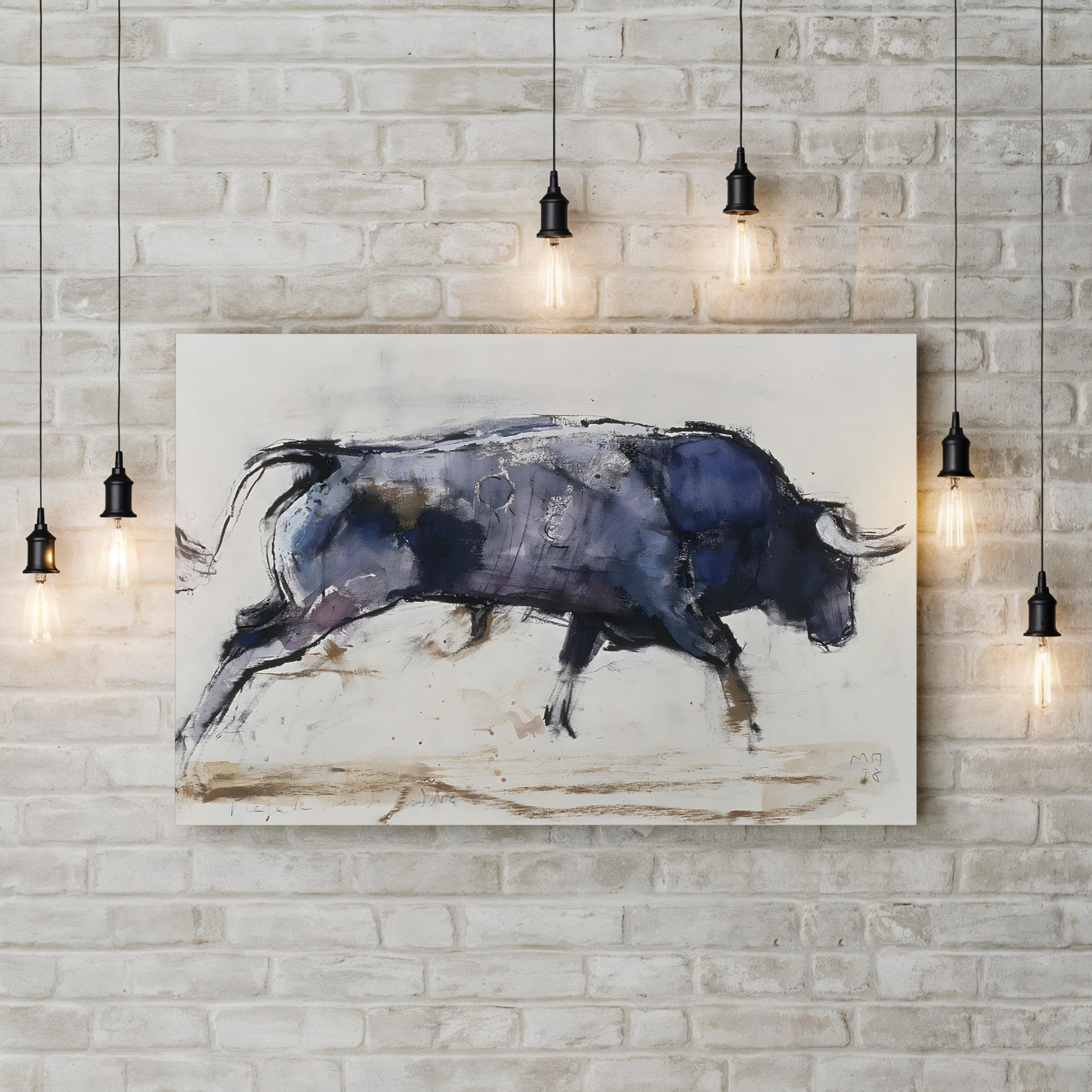 Charging Bull, 1998 Wall Art by Mark Adlington | Contemporary Abstract Animal Canvas