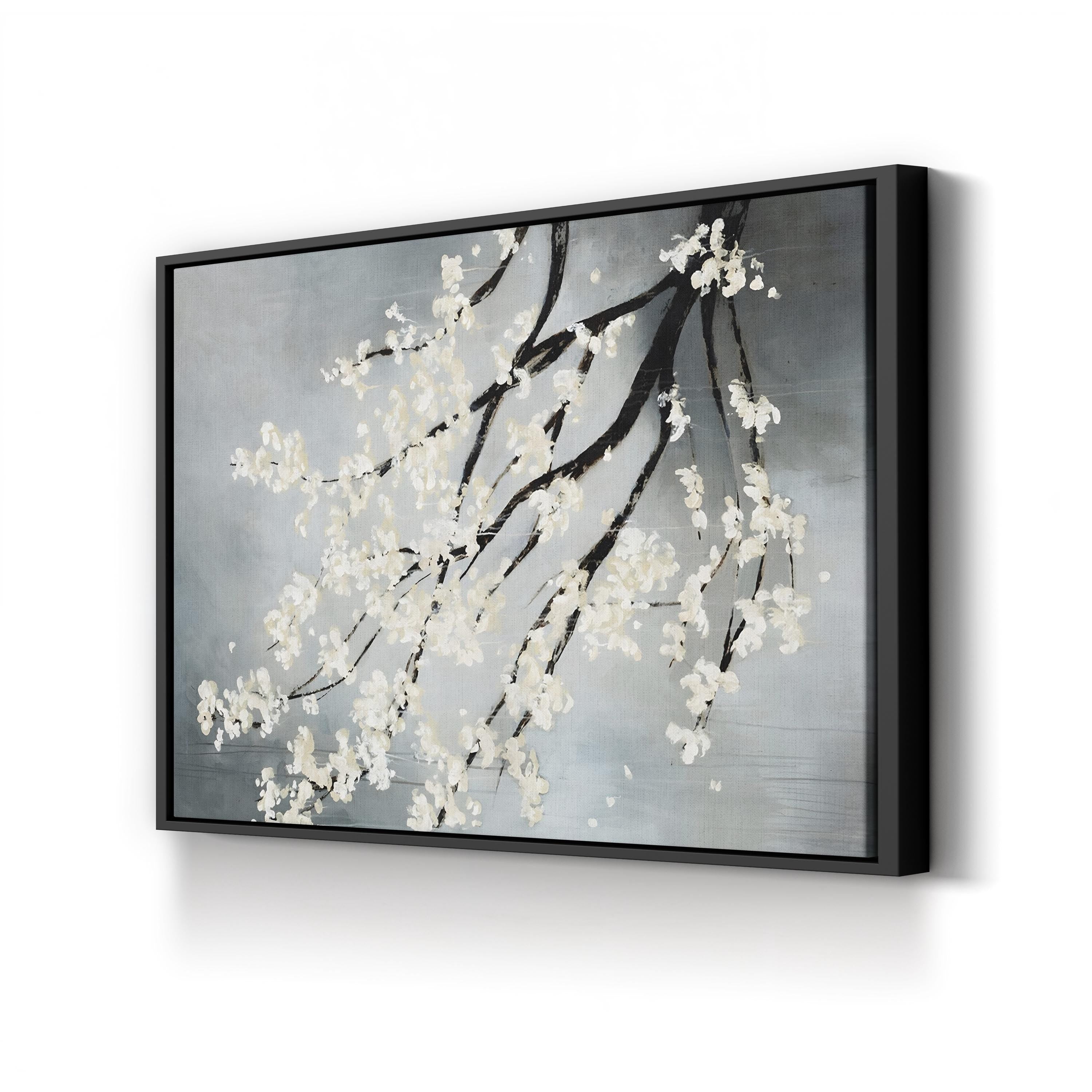 Cherry Blossom Canvas Art: Black and White Minimalist By Kari Taylor