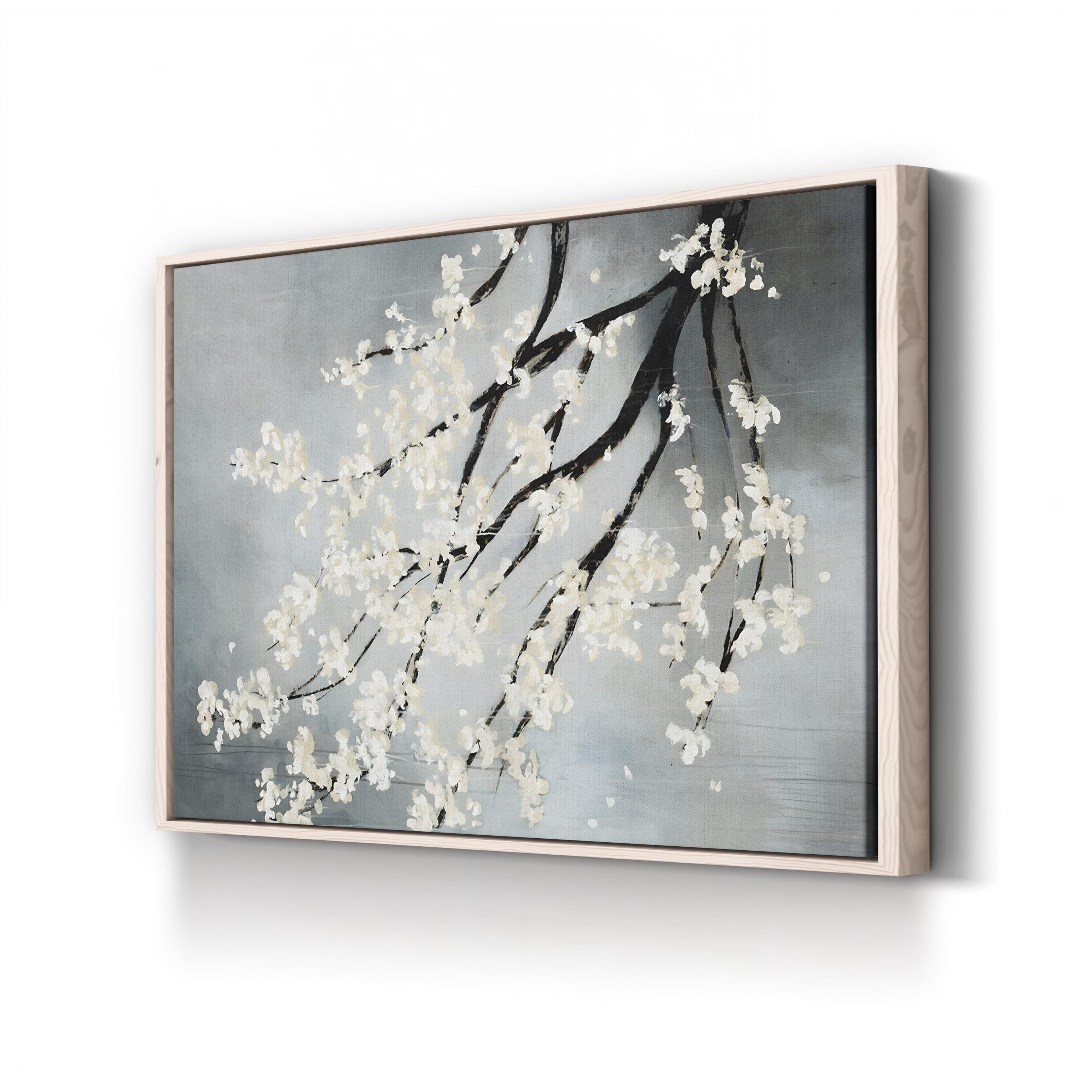 Cherry Blossom Canvas Art: Black and White Minimalist By Kari Taylor
