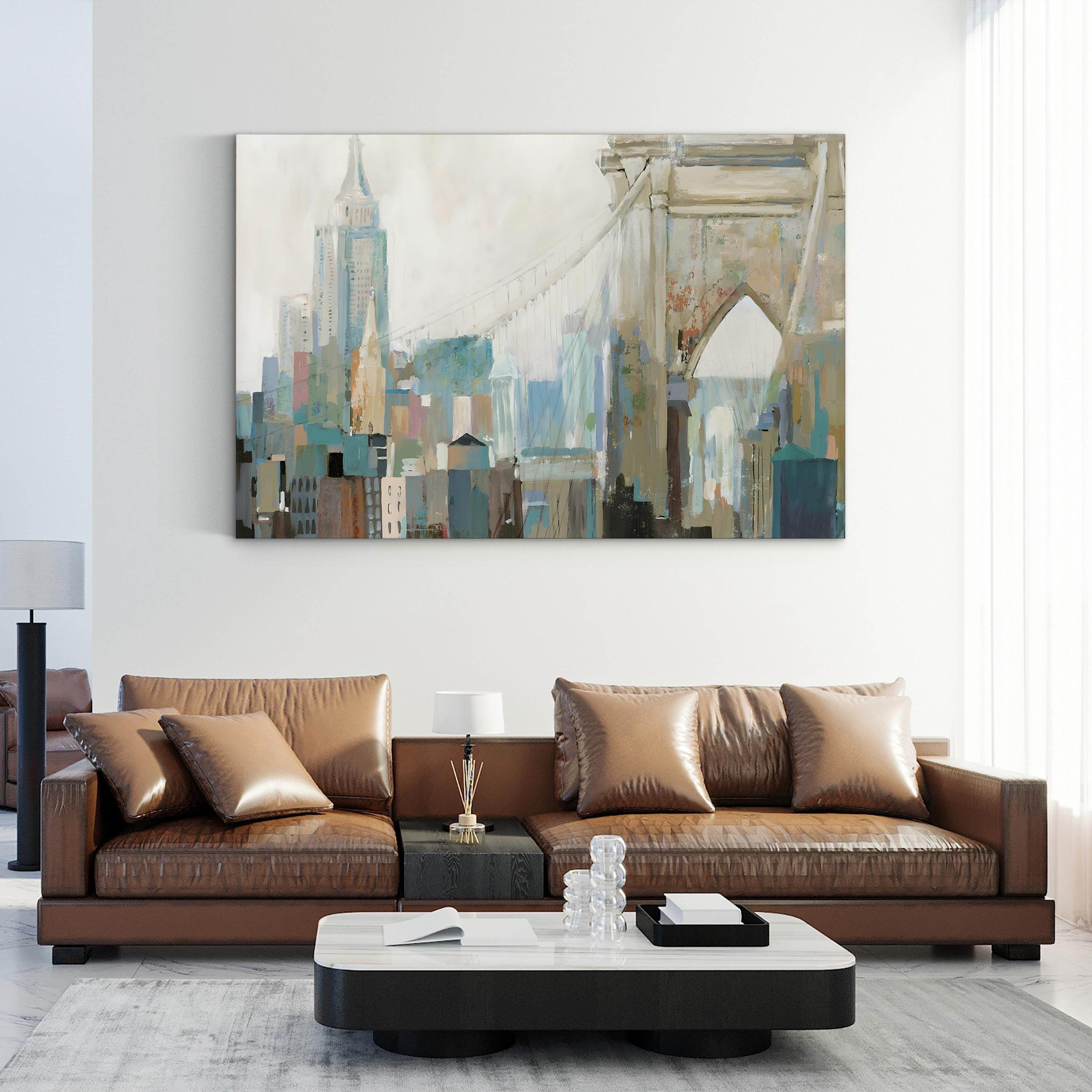 Brooklyn Bridge Abstract Canvas Art: New York City Skyline Wall Decor